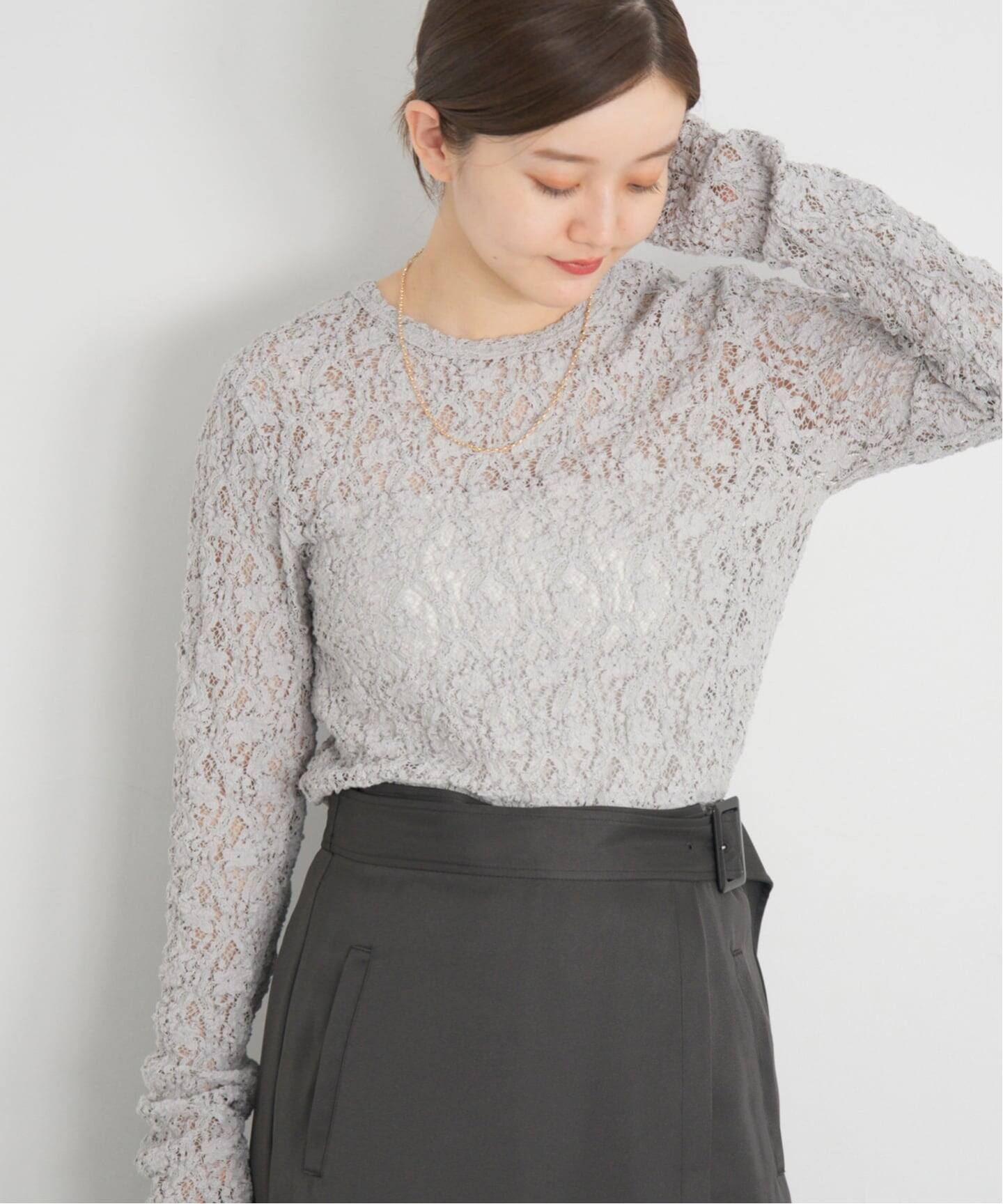 【新品】未使用 タグ付きIENA Flower ストレッチレースプルオーバー Flowerストレッチレースプルオーバー（Tシャツ／カットソー