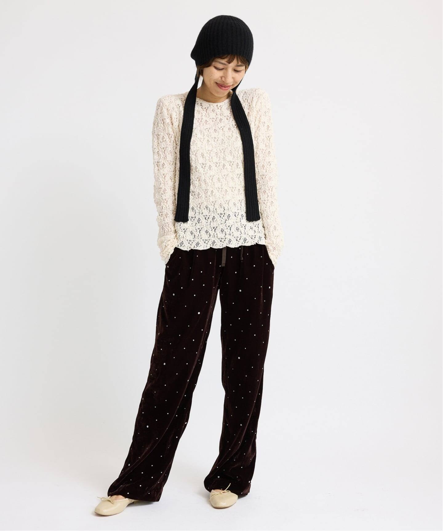 IENA 未使用タグつき　Flowerストレッチレースプルオーバー　ブラック 追加》Flowerストレッチレースプルオーバー | イエナ(IENA) | マルイ