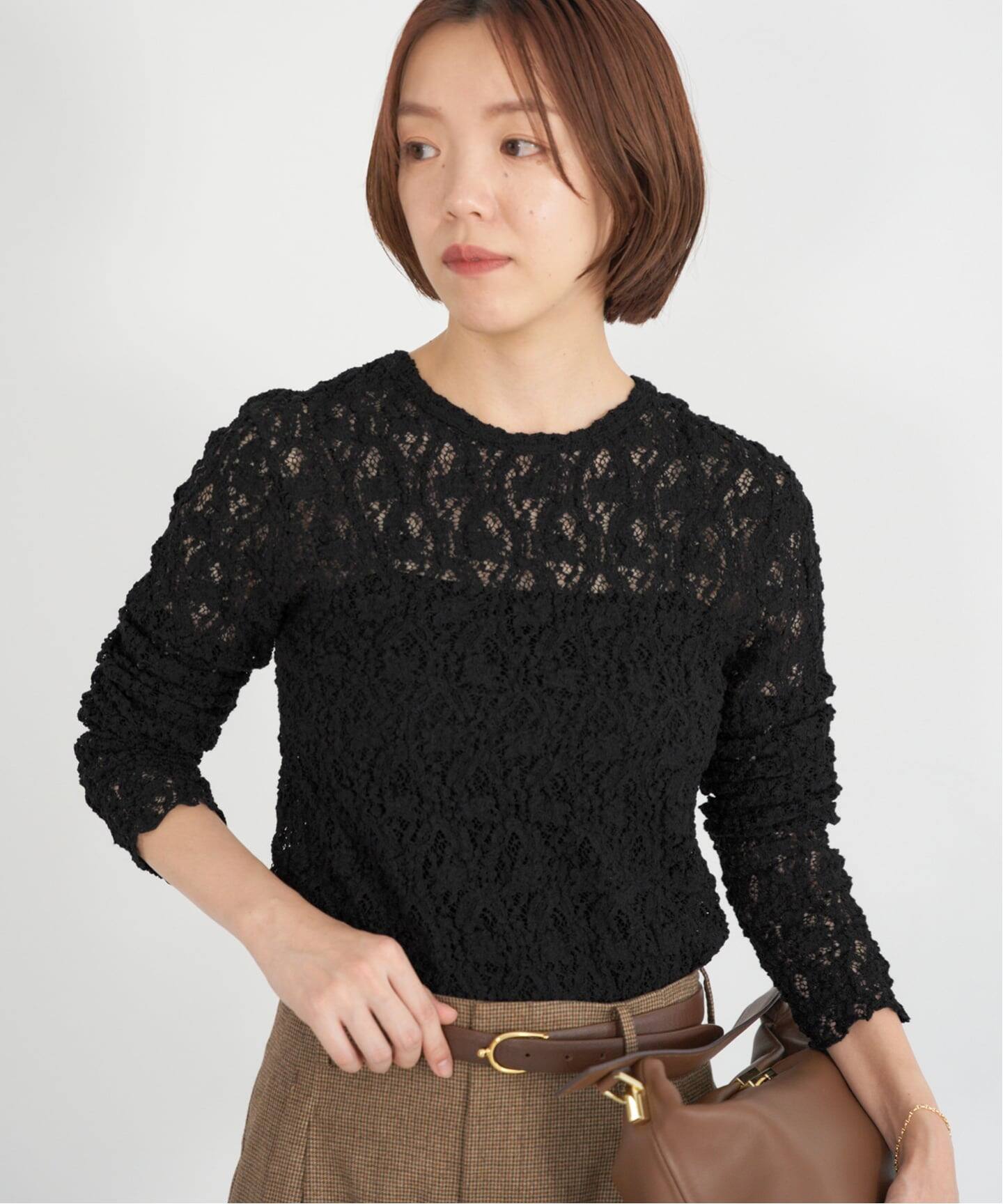 イエナ　Flowerストレッチレース プルオーバー 追加予約》Flowerストレッチレースプルオーバー（Tシャツ