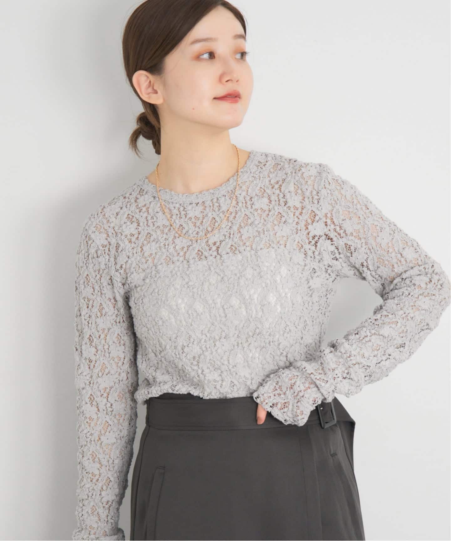 【新品】未使用 タグ付きIENA Flower ストレッチレースプルオーバー 追加予約》Flowerストレッチレースプルオーバー（Tシャツ