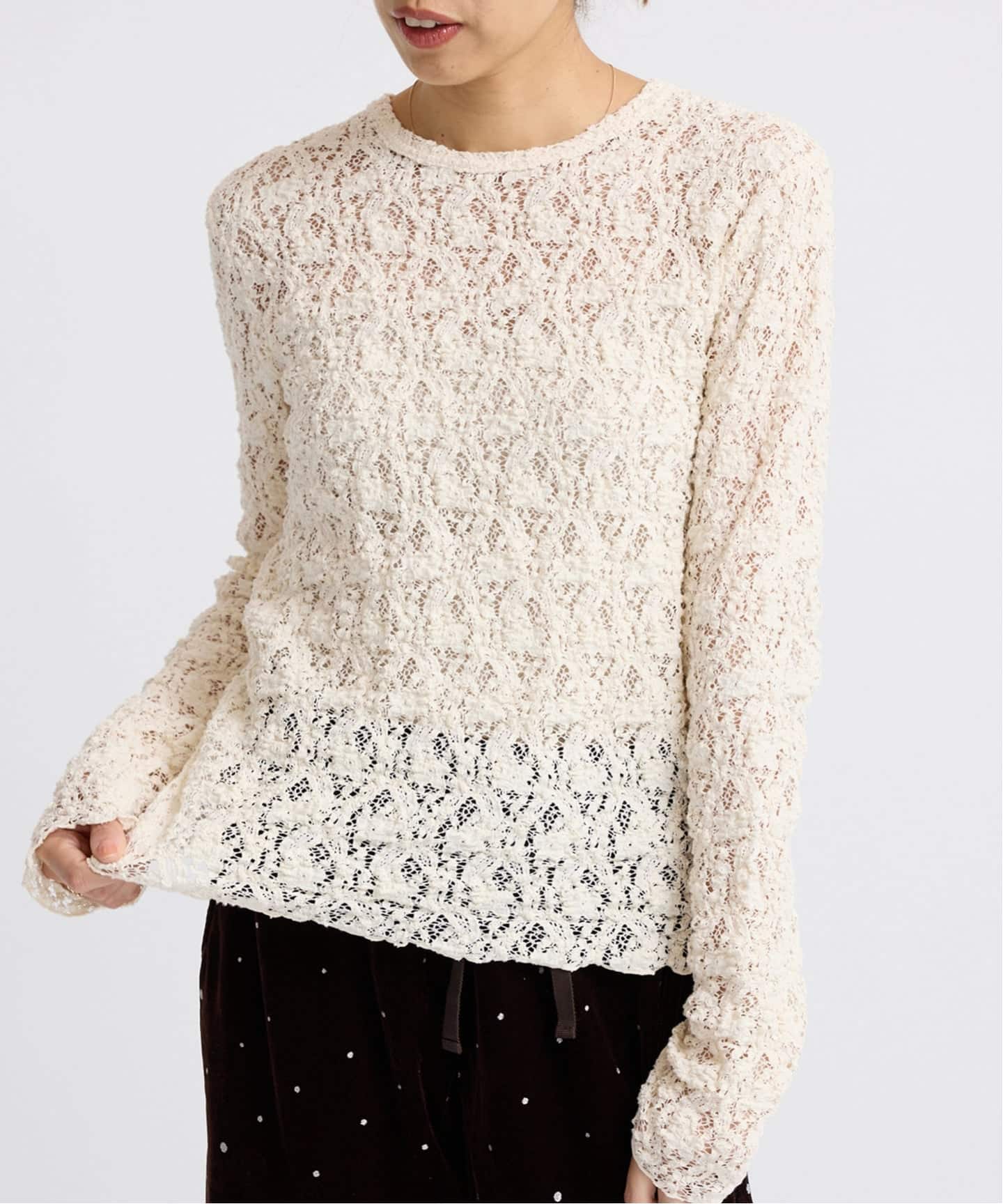 【新品】未使用 タグ付きIENA Flower ストレッチレースプルオーバー 追加予約》Flowerストレッチレースプルオーバー（Tシャツ