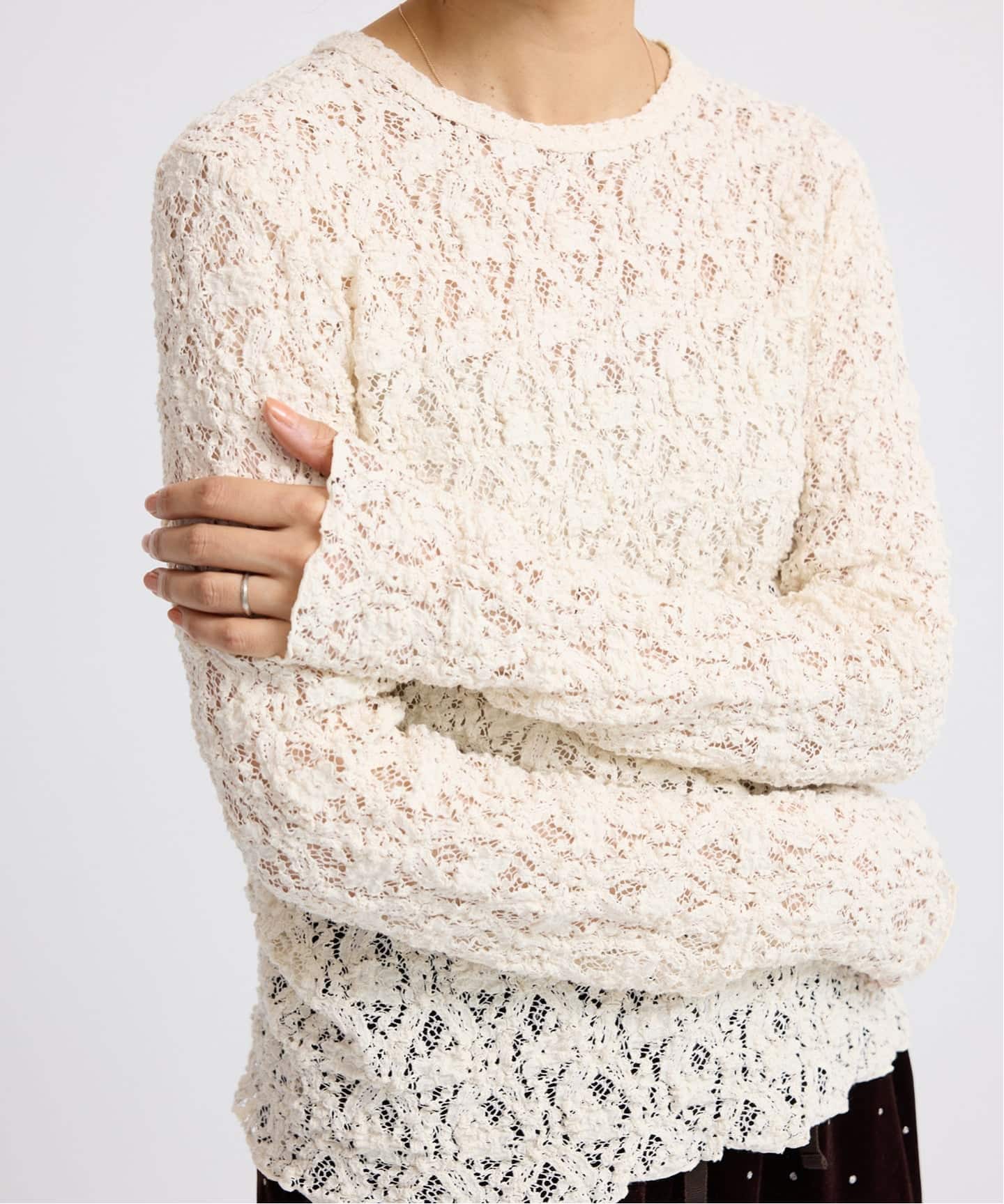 【新品】未使用 タグ付きIENA Flower ストレッチレースプルオーバー IENA tシャツ 「追加」Flowerストレッチレースプルオーバー