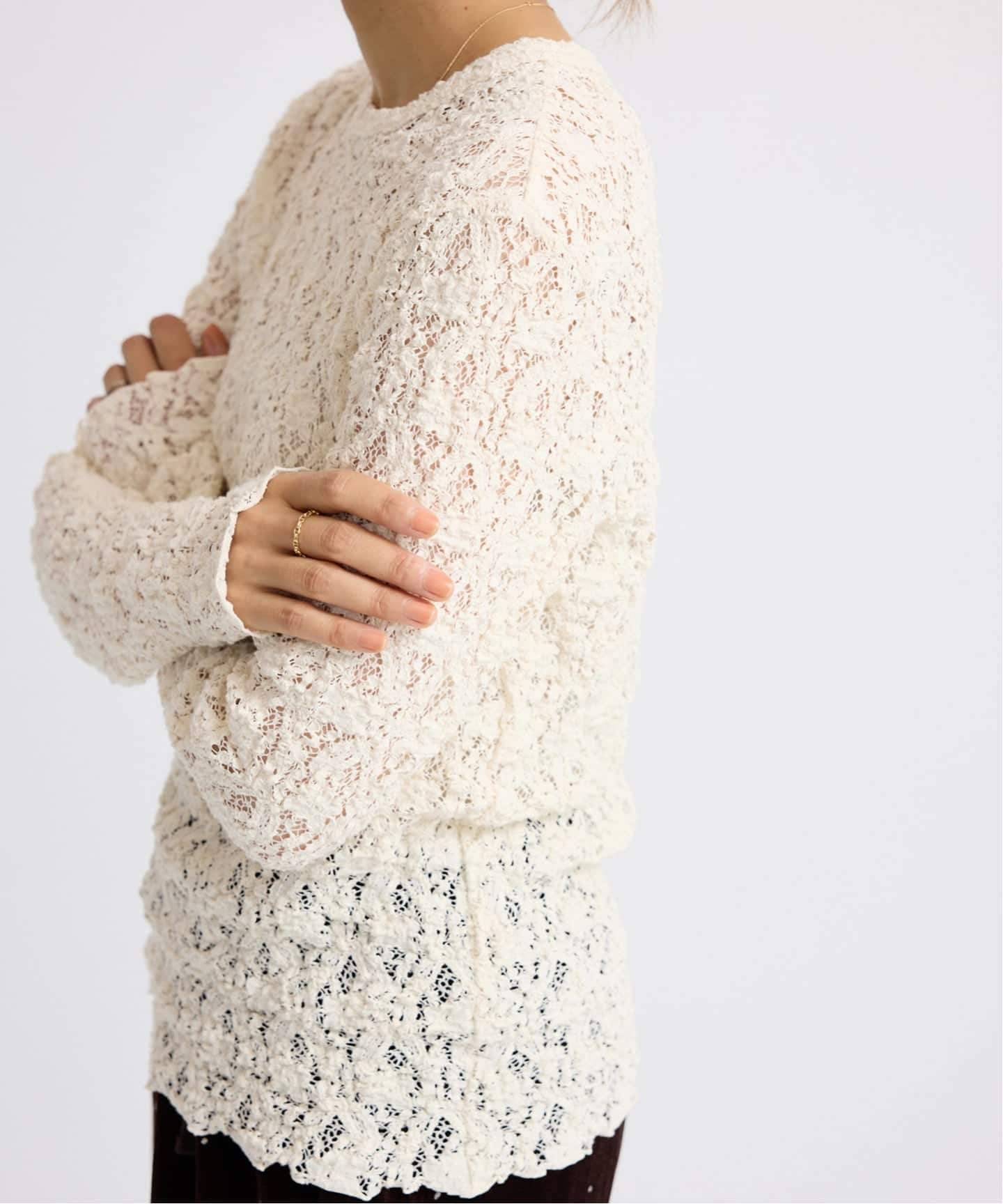 イエナ　Flowerストレッチレース プルオーバー 追加予約》Flowerストレッチレースプルオーバー（Tシャツ