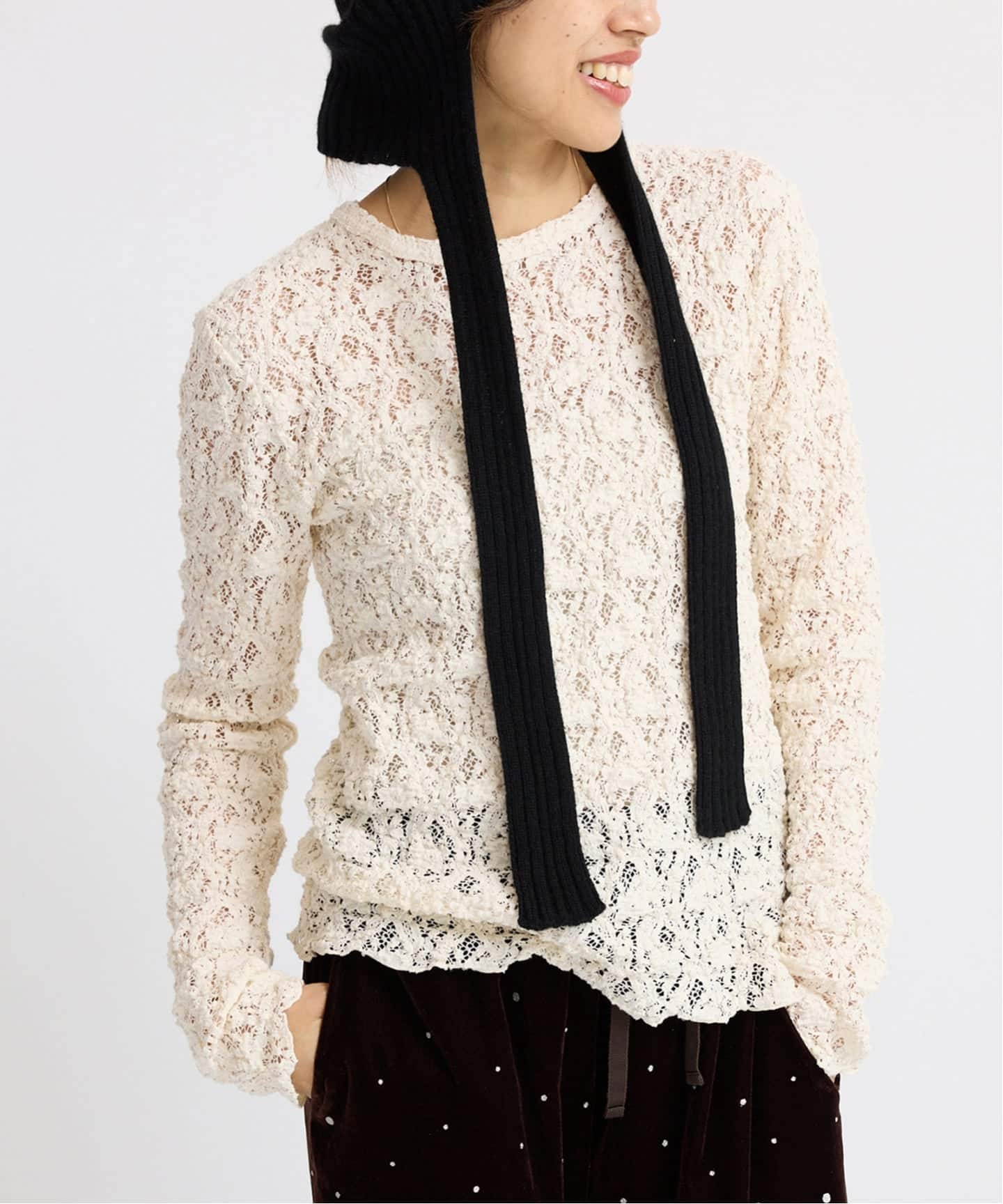 【新品】未使用 タグ付きIENA Flower ストレッチレースプルオーバー 追加予約》Flowerストレッチレースプルオーバー（Tシャツ