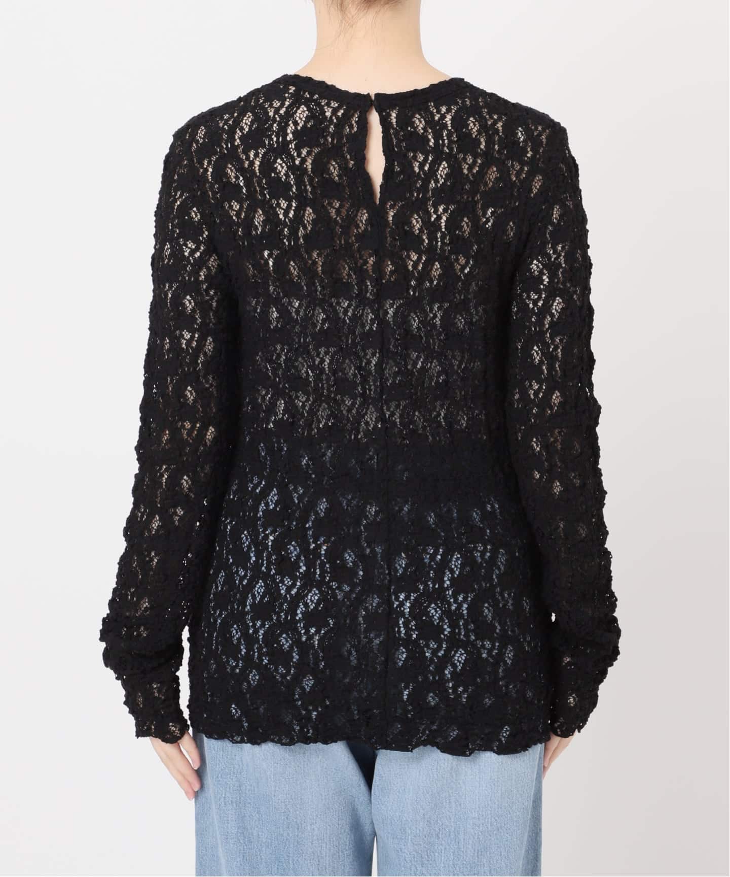 IENA 未使用タグつき　Flowerストレッチレースプルオーバー　ブラック IENA 未使用タグつき Flowerストレッチレースプルオーバー