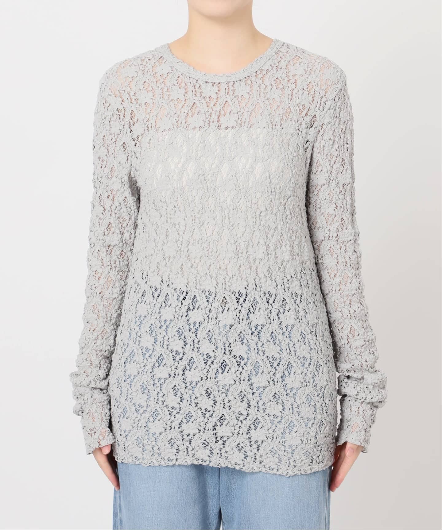 IENA/イエナ Flowerストレッチレースプルオーバー グレーA IENA/イエナ Flowerストレッチレースプルオーバー グレーA