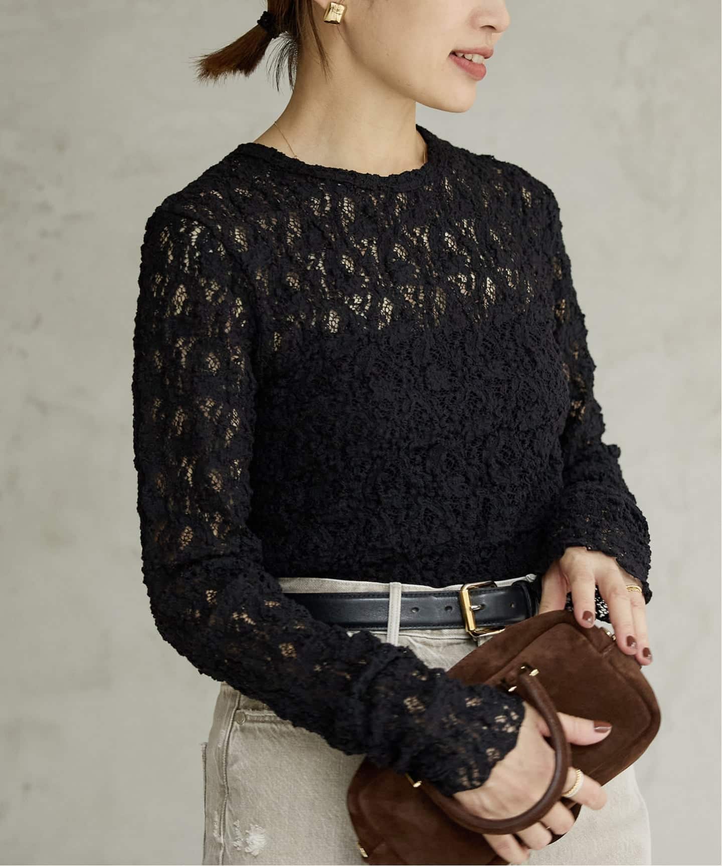 追加2予約》Flowerストレッチレースプルオーバー（Tシャツ／カットソー