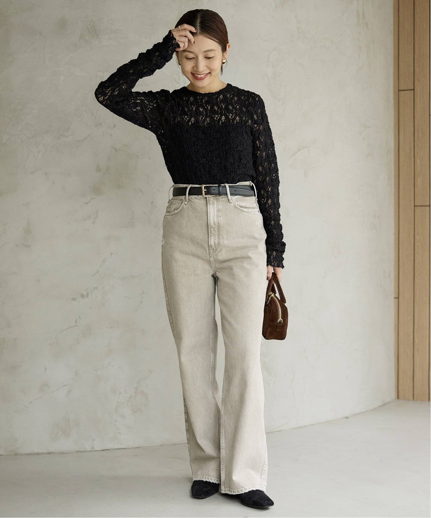 イエナ　Flowerストレッチレース プルオーバー 追加2予約》Flowerストレッチレースプルオーバー（Tシャツ／カットソー