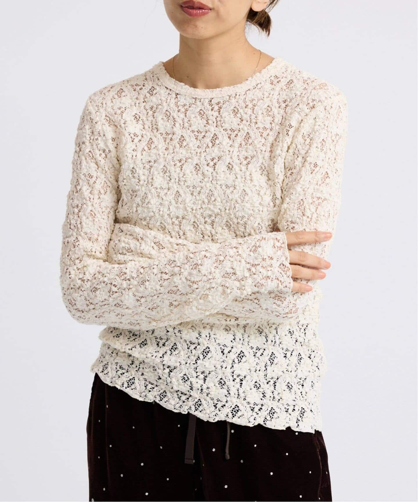 IENA Flowerストレッチレースプルオーバー 追加2予約》Flowerストレッチレースプルオーバー（Tシャツ／カットソー