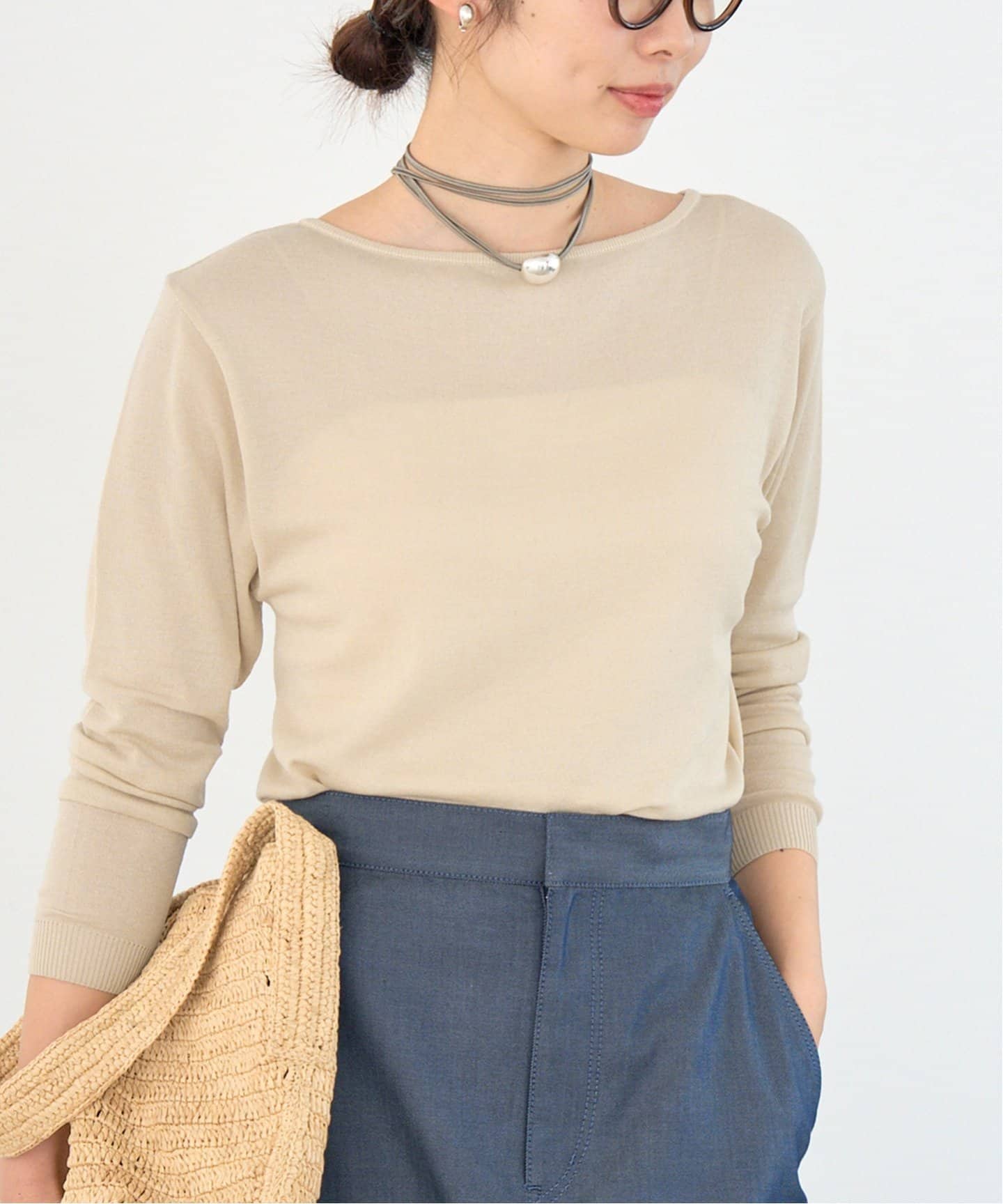 IENA ★★ ⑤ 25070900452010 Mer-Cotton セーターマシーン プルオーバー レディース ベージュ FREE 80/2 Mer-Cotton セーターマシーン プルオーバー（Tシャツ／カットソー