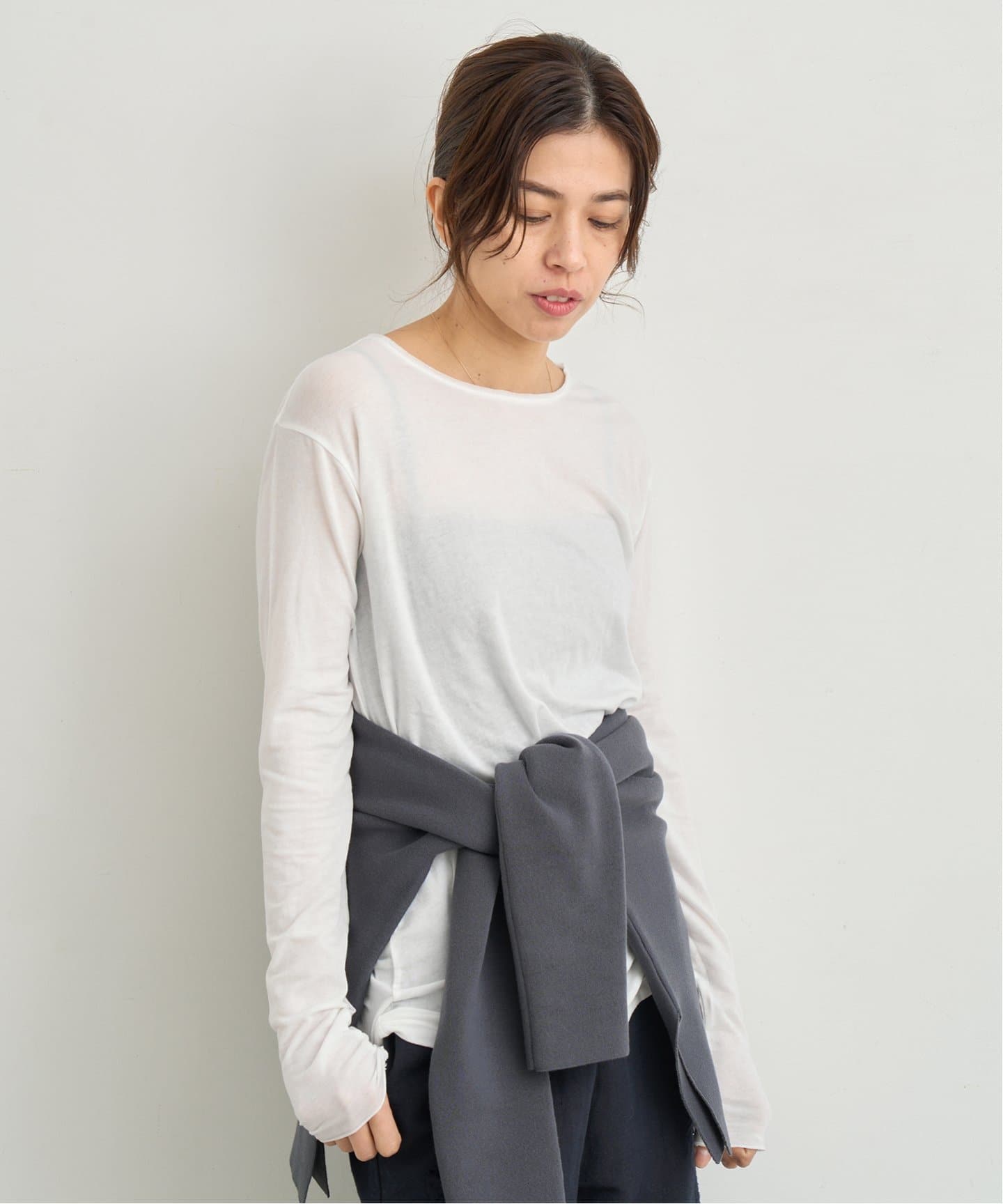 IENA  リヨセルコットン シアーロングTシャツ　黒 リヨセルコットン シアー ロングTシャツ | イエナ(IENA