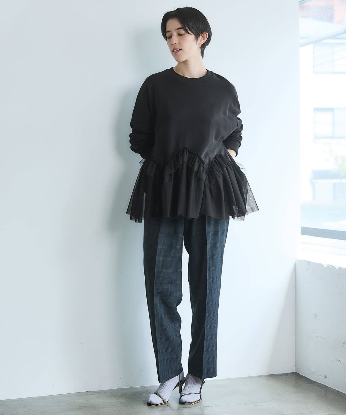 IENA BLACK チュールフリルスウェット BLACK チュールフリルスウェット（スウェット）｜IENA（イエナ）の通販