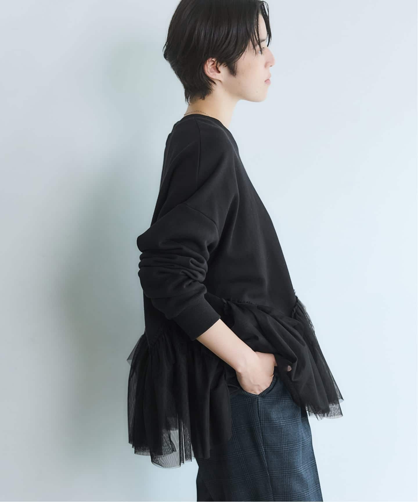 BLACK チュールフリルスウェット（スウェット）｜IENA（イエナ）の通販