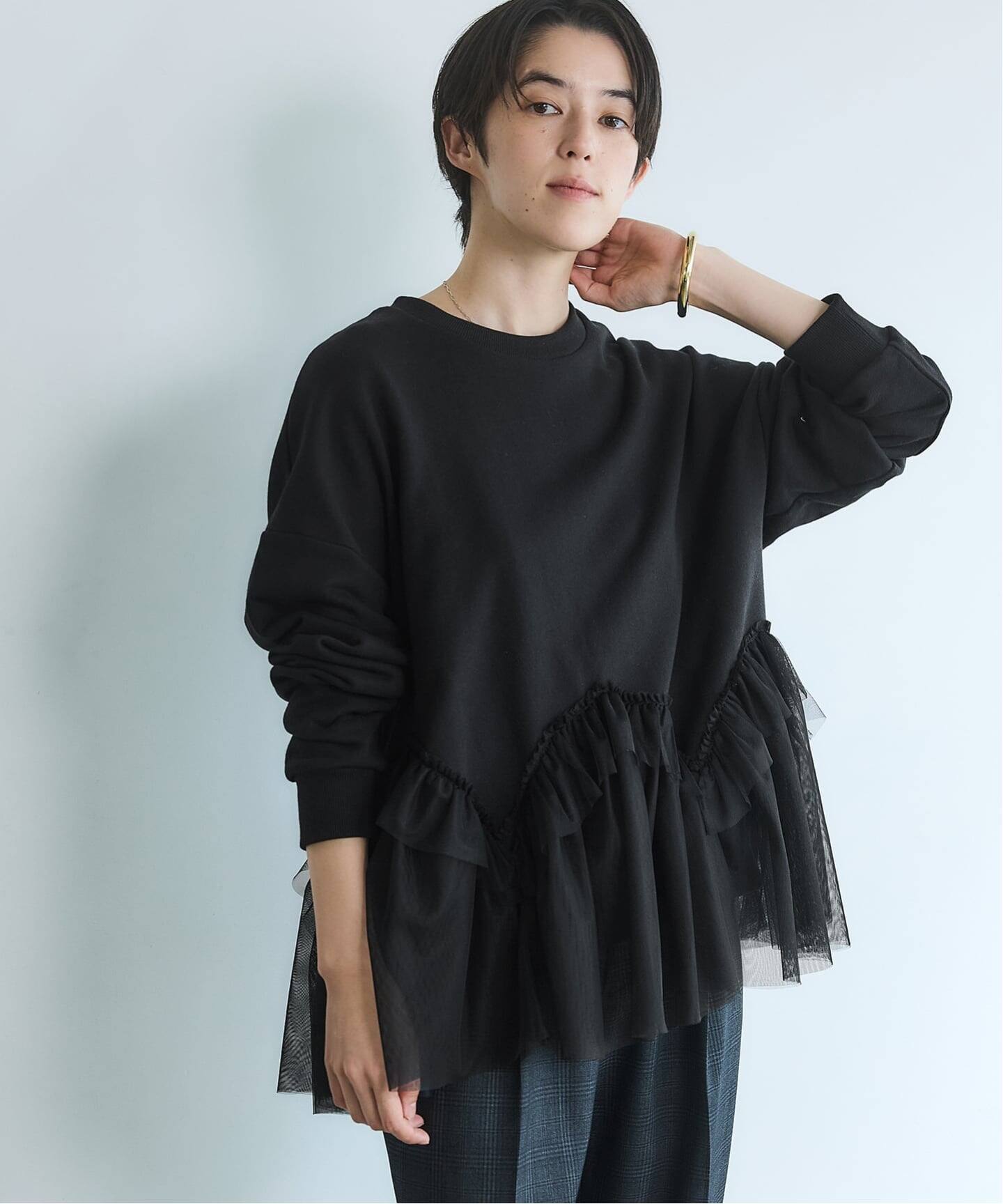 BLACK チュールフリルスウェット（スウェット）｜IENA（イエナ）の通販 
