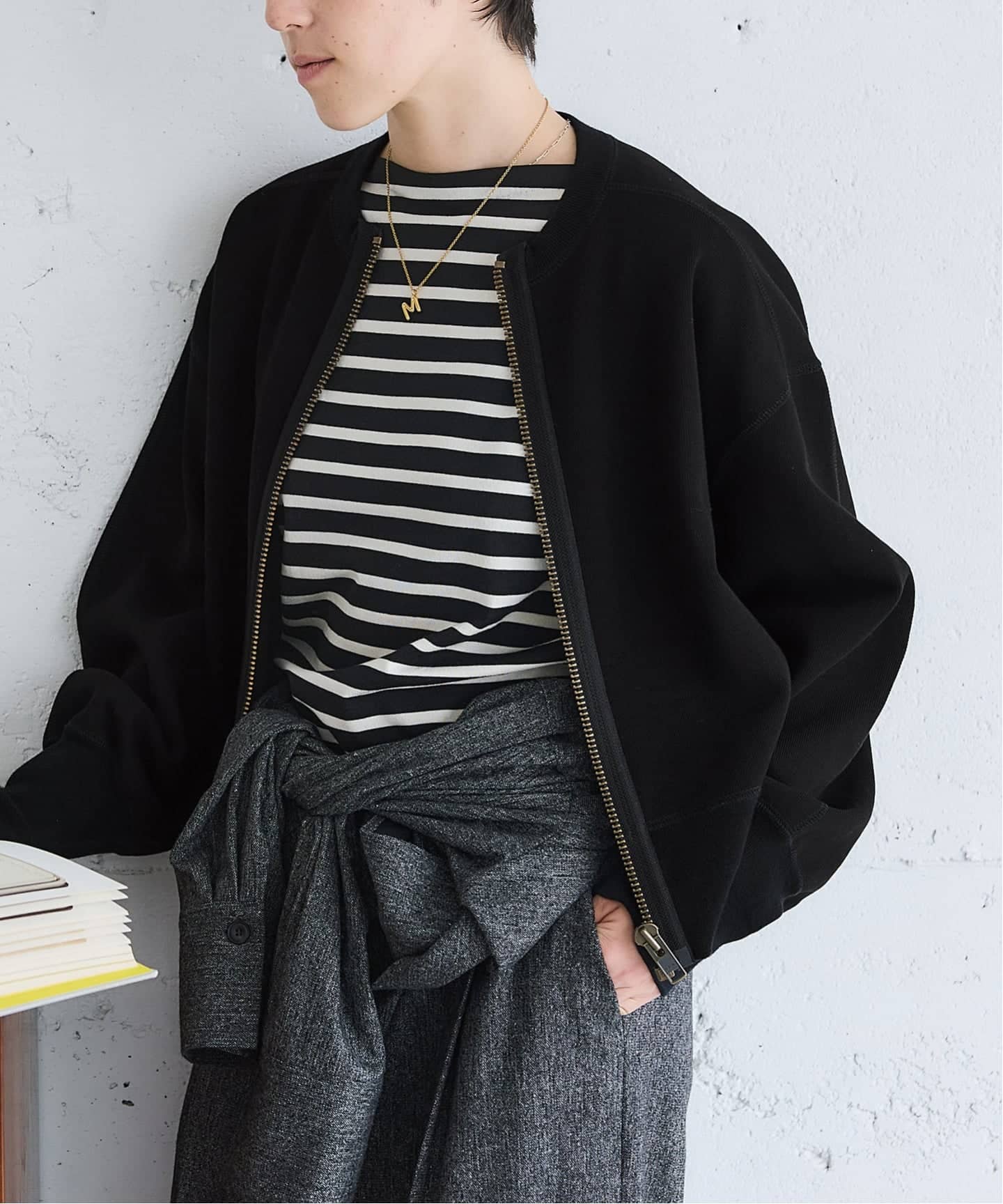 追加2》BLACK ジップアップスウェット（スウェット）｜IENA