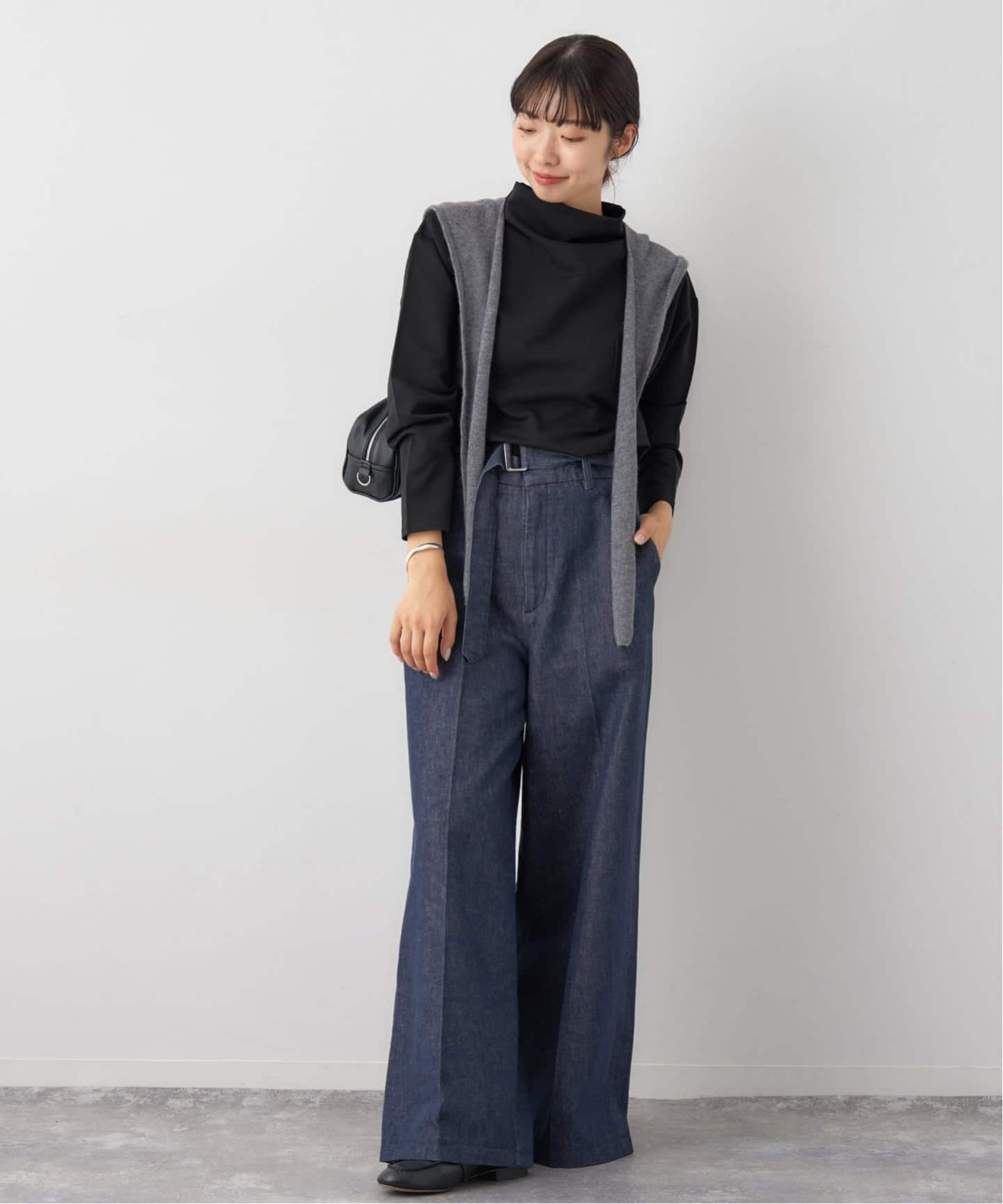 ドレープデザインロングスリーブトップス（Tシャツ／カットソー