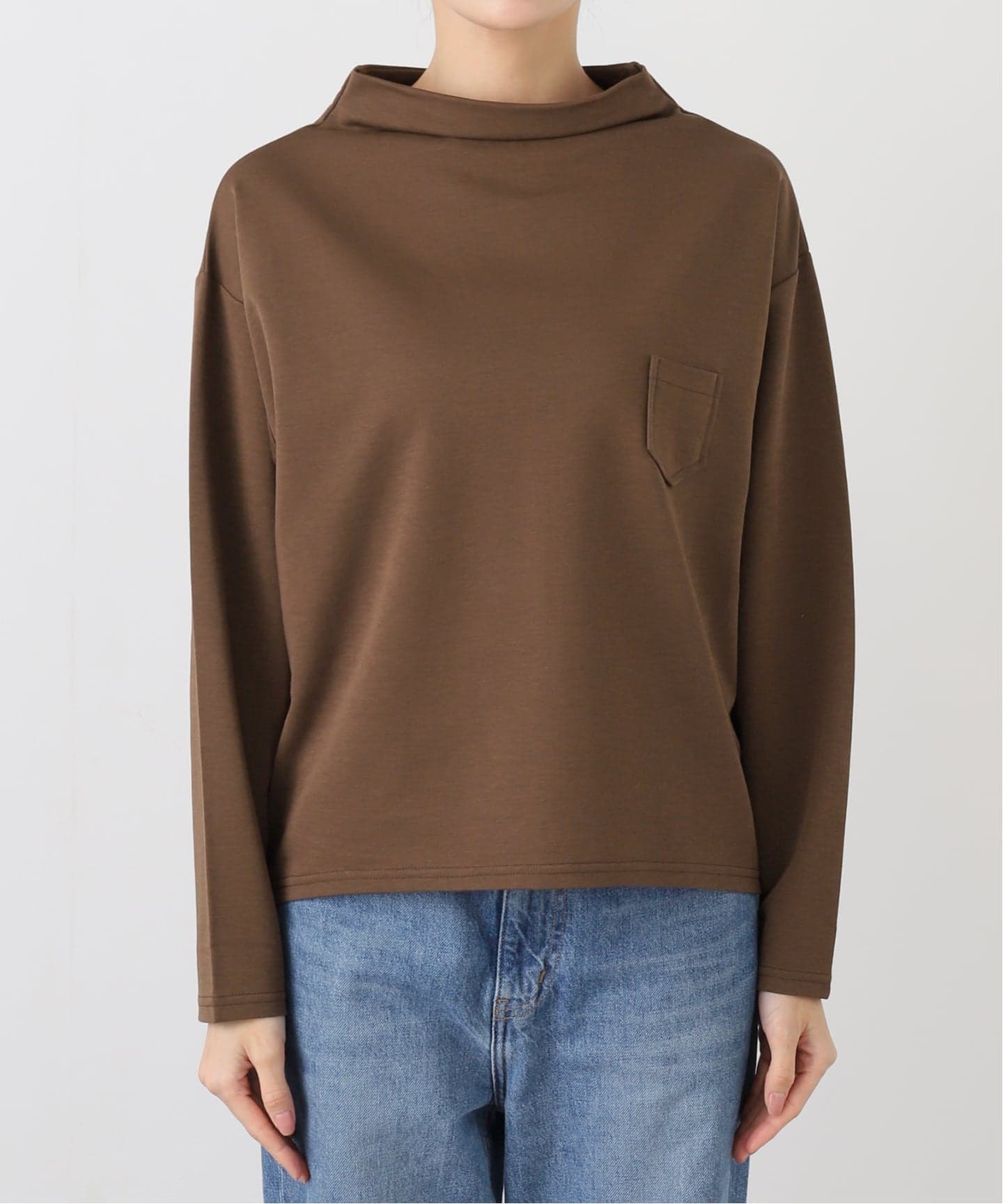 ドレープデザインロングスリーブトップス（Tシャツ／カットソー