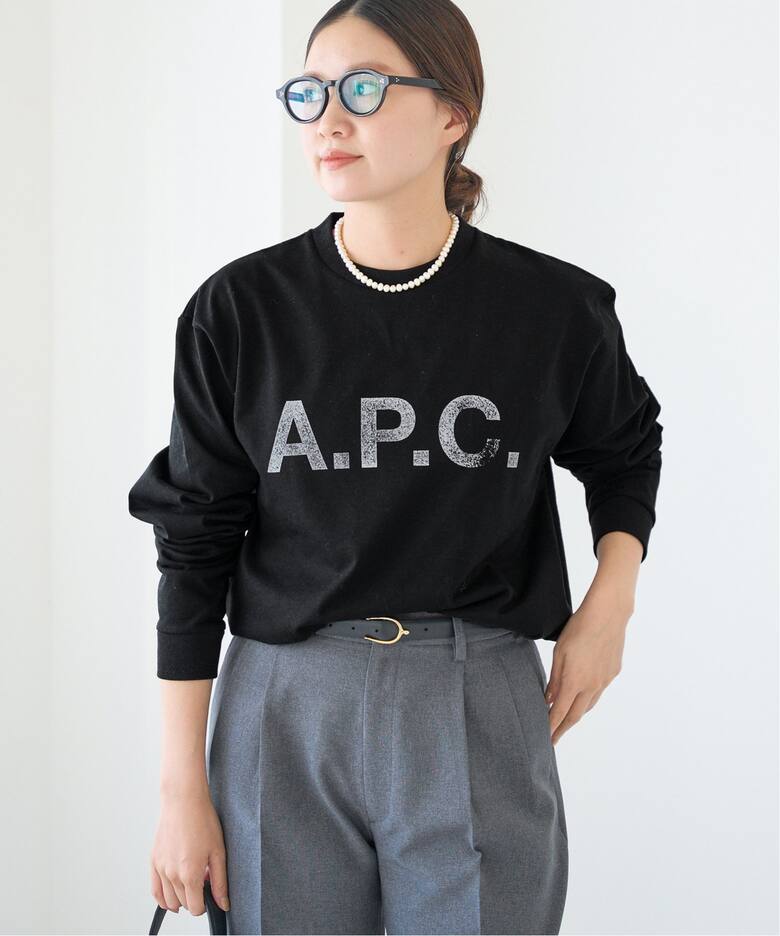 A.P.C./アーペーセー 別注 ロゴプリント 裏毛ロングスリーブシャツ（T  