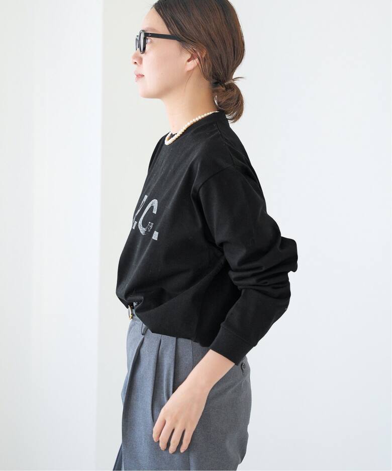 A.P.C./アーペーセー 別注 ロゴプリント 裏毛ロングスリーブシャツ（T  