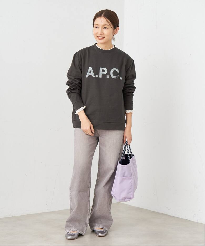 A.P.C./アーペーセー 別注 ロゴプリント 裏毛ロングスリーブシャツ（T 