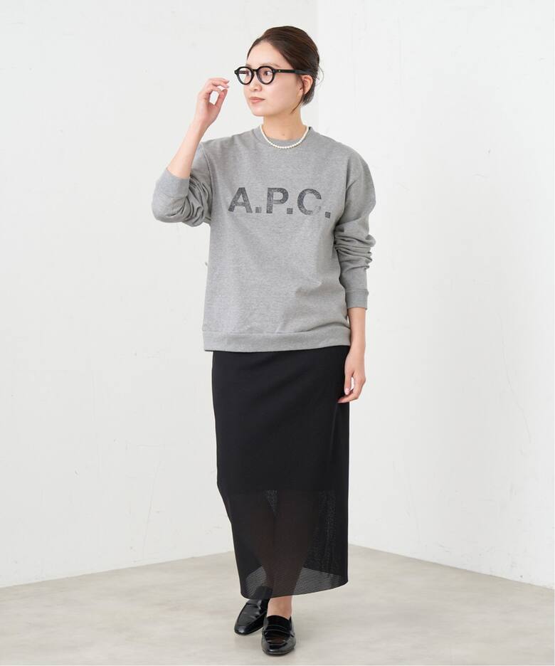 A.P.C./アーペーセー 別注 ロゴプリント 裏毛ロングスリーブシャツ（T 