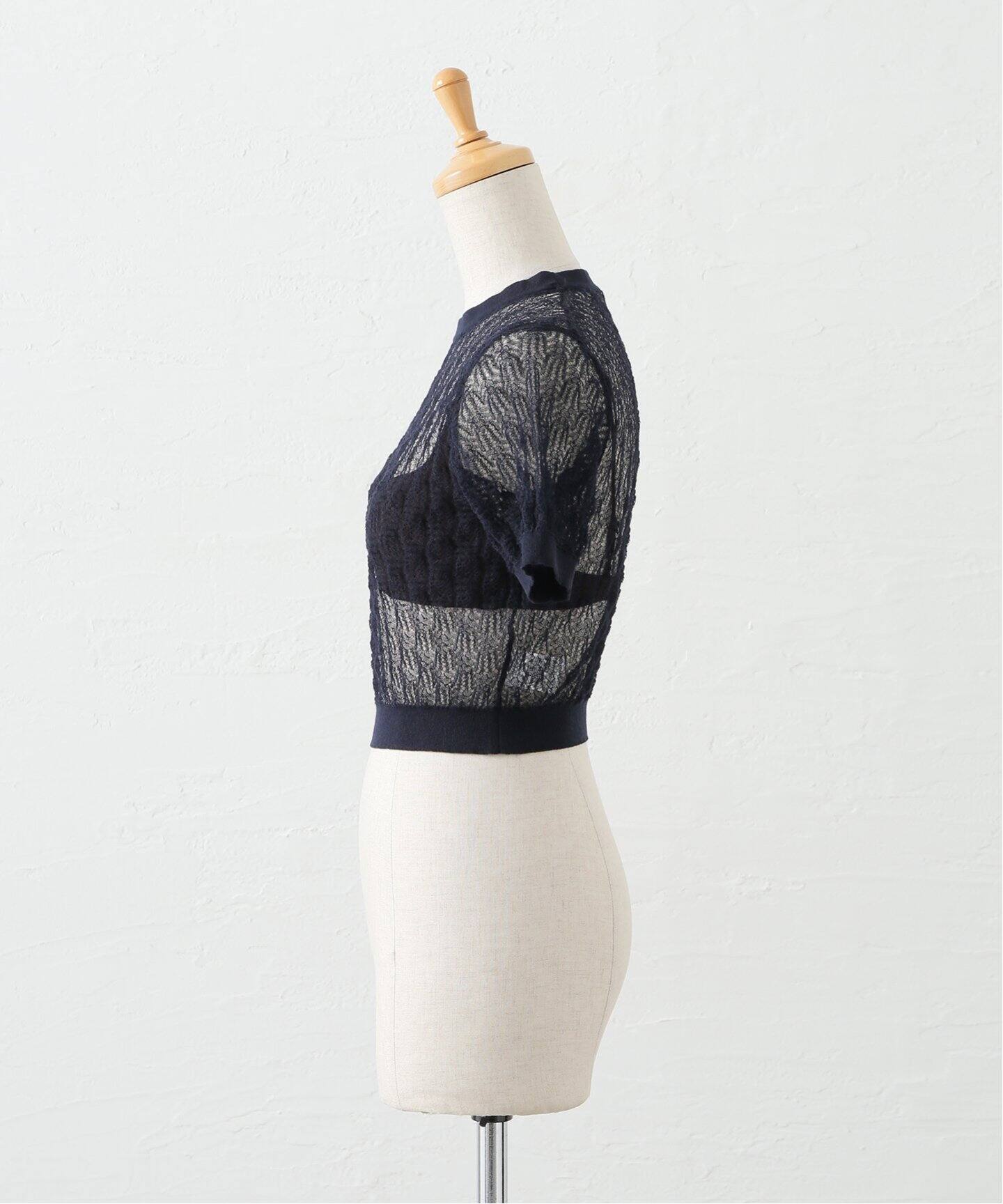 ナイスナイスモーメント NICENICE MOMENT レース ニット トップカットソー ブラック サイズ：S NICENICE MOMENT/ナイスナイスモーメント LACE KNIT TOP