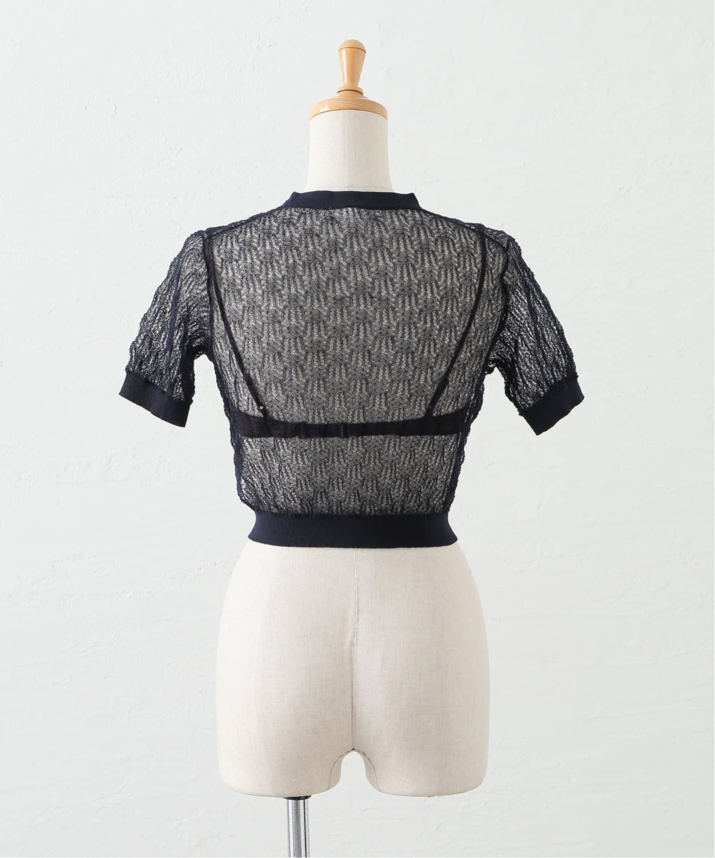 ナイスナイスモーメント NICENICE MOMENT レース ニット トップカットソー ブラック サイズ：S NICENICE MOMENT/ナイスナイスモーメント LACE KNIT TOP