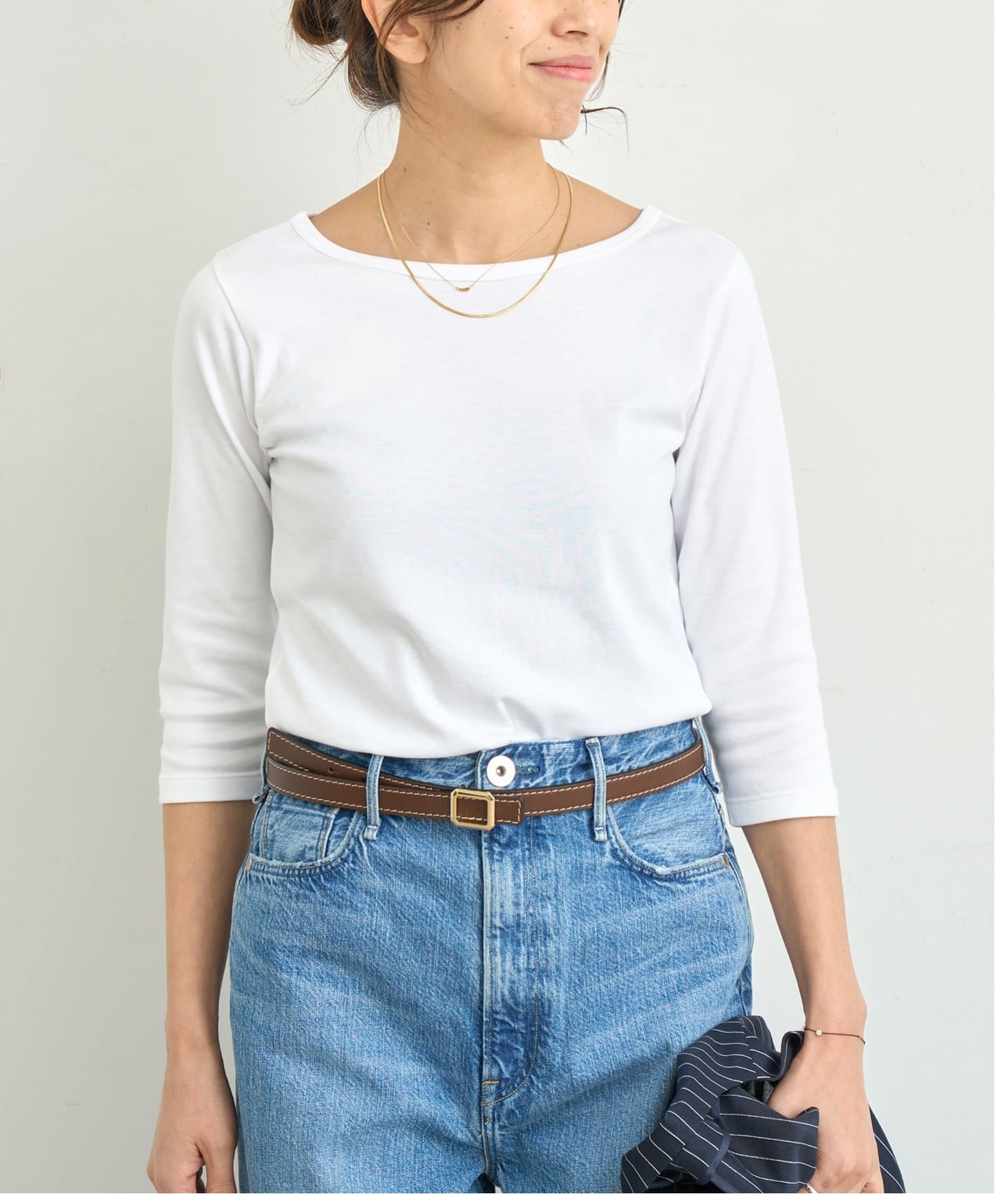 IENA｜ATON/エイトン 別注 SUVIN FRAISE ボートネック Tシャツ