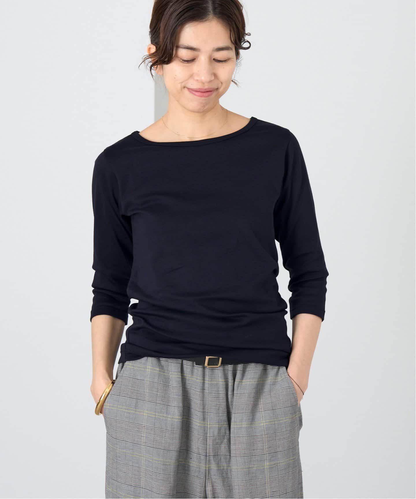 IENA ATONカットソー♢ ATON/エイトン 別注 SUVIN FRAISE ボートネック Tシャツ（T