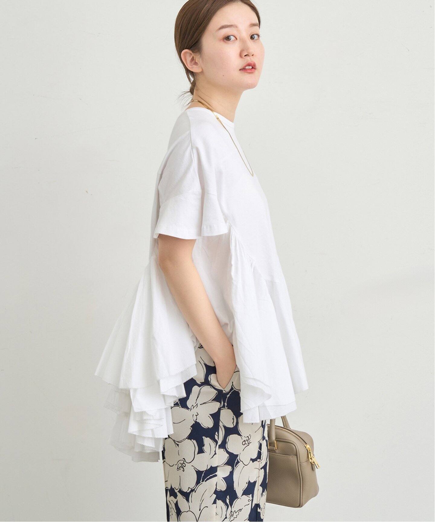 AAYUSHI/アユーシ ロングティアードフリルテールトップス（Tシャツ