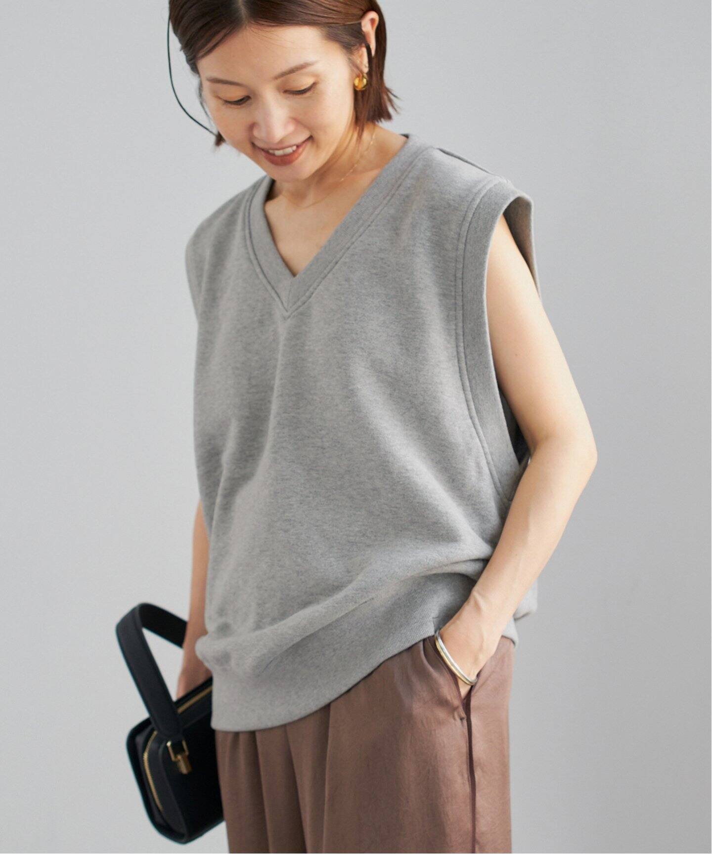 【美品】LOOPWHEELER for LOWERCASE Vネックベスト S LOOPWHEELER for LOWERCASE】ライトツリウラケ Vネックベスト