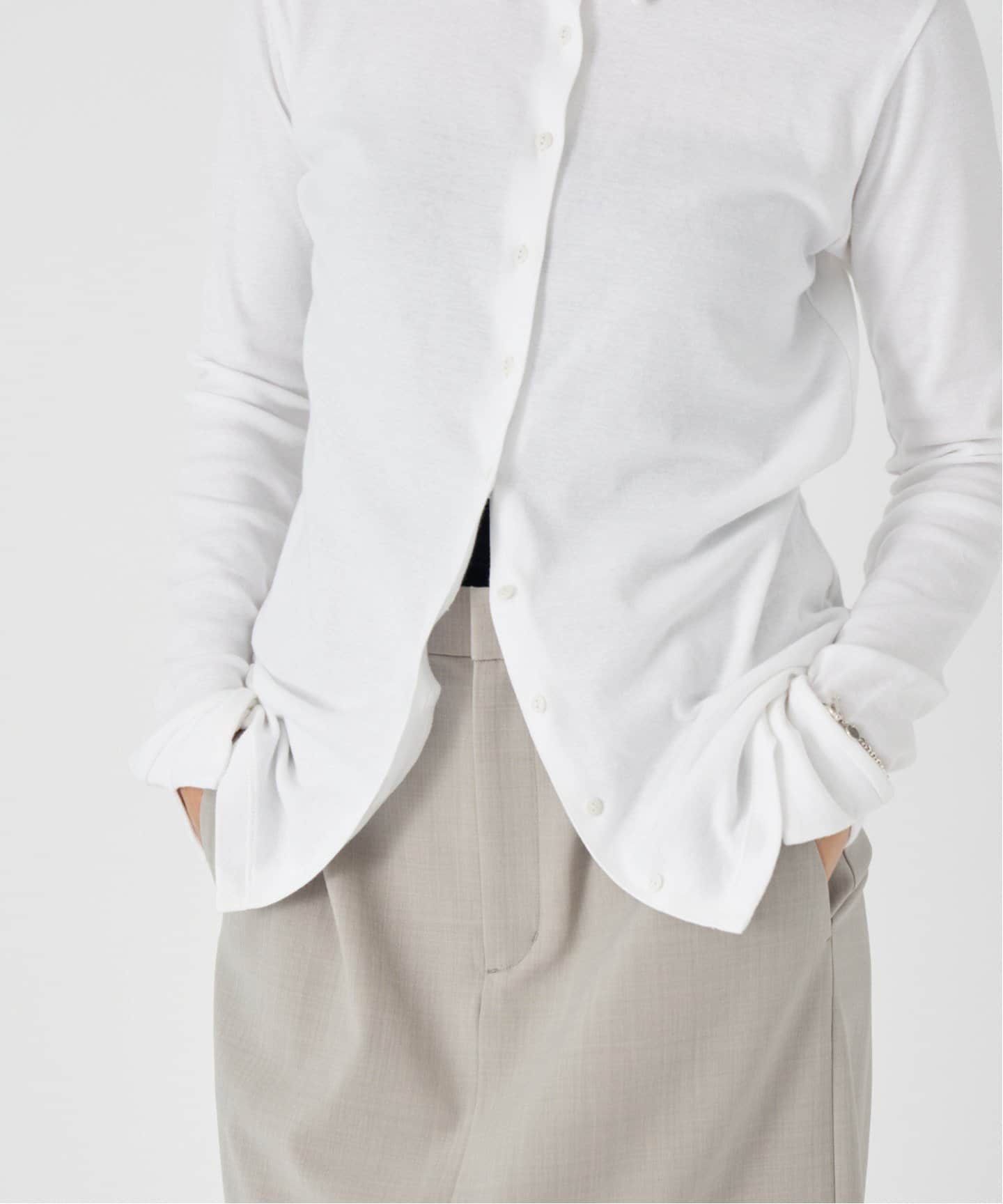 onit オニット シャツ ホワイト 白 サイズ:2(M) | コットン 天竺 長袖 シャツ | TIGHT SHIRTS | レギュラーカラー | 日本製 | トップス ブラウス 羽織り【レディース】【中古】 ONIT/オニット TIGHT SHIRTS（シャツ／ブラウス）｜IENA（イエナ）の