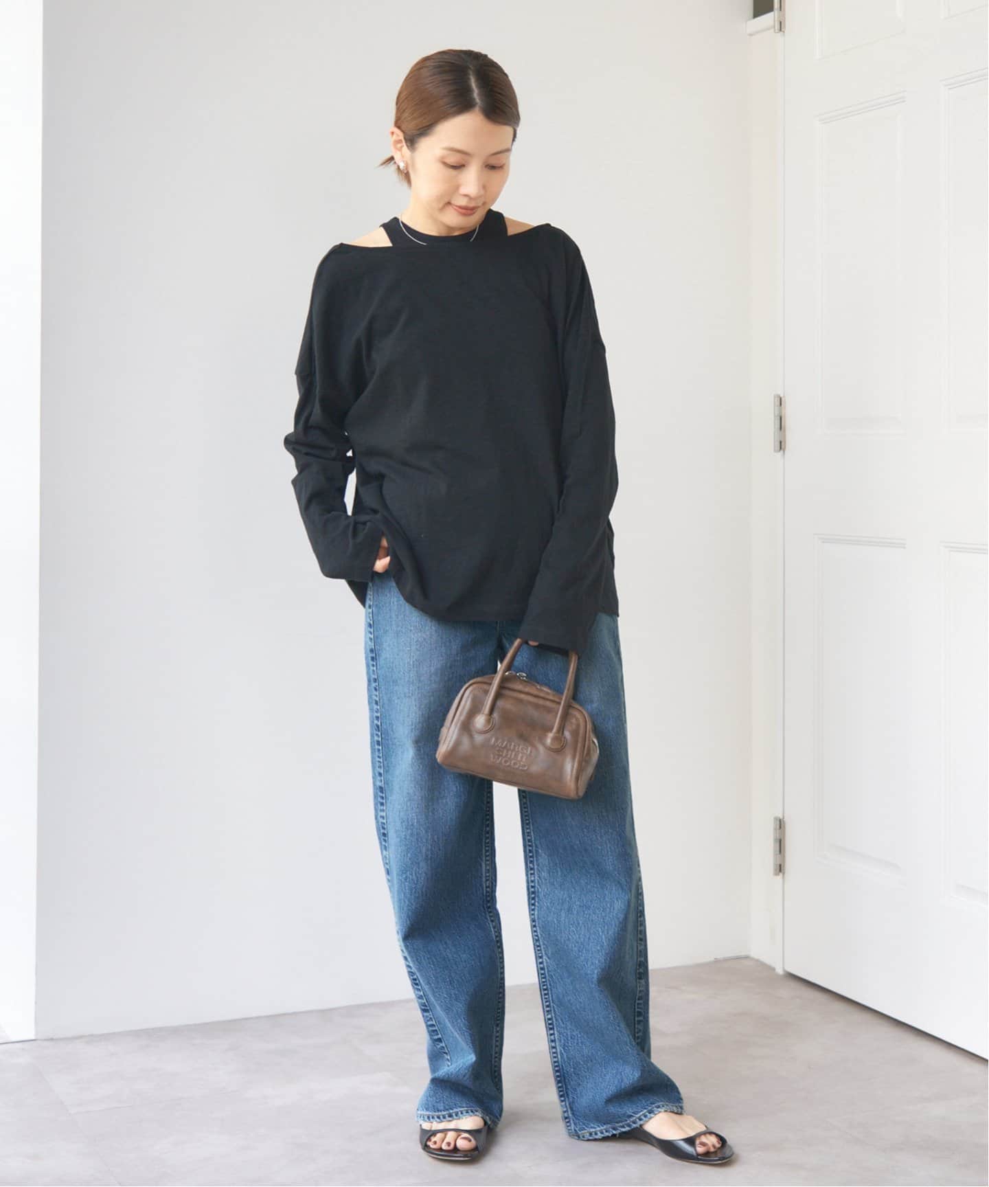 IENA ROUGH COTTON BACK OPEN ボートネックロンT IENA tシャツ ONIT/オニット ROUGH COTTON BACK OPEN ボート