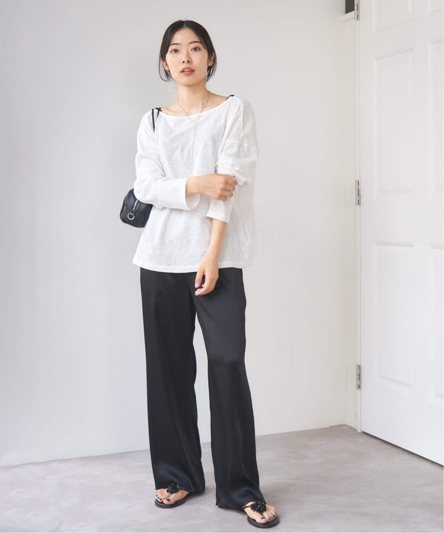 ONIT/オニット ROUGH COTTON BACK OPEN ボートネックロンT（Tシャツ
