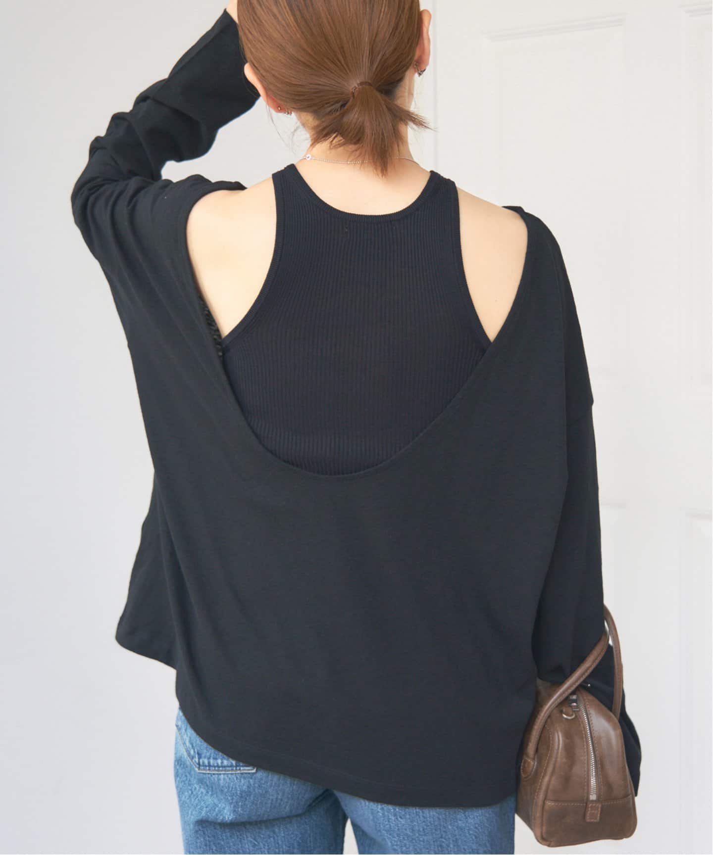 ONIT/オニット ROUGH COTTON BACK OPEN ボートネックロンT（T