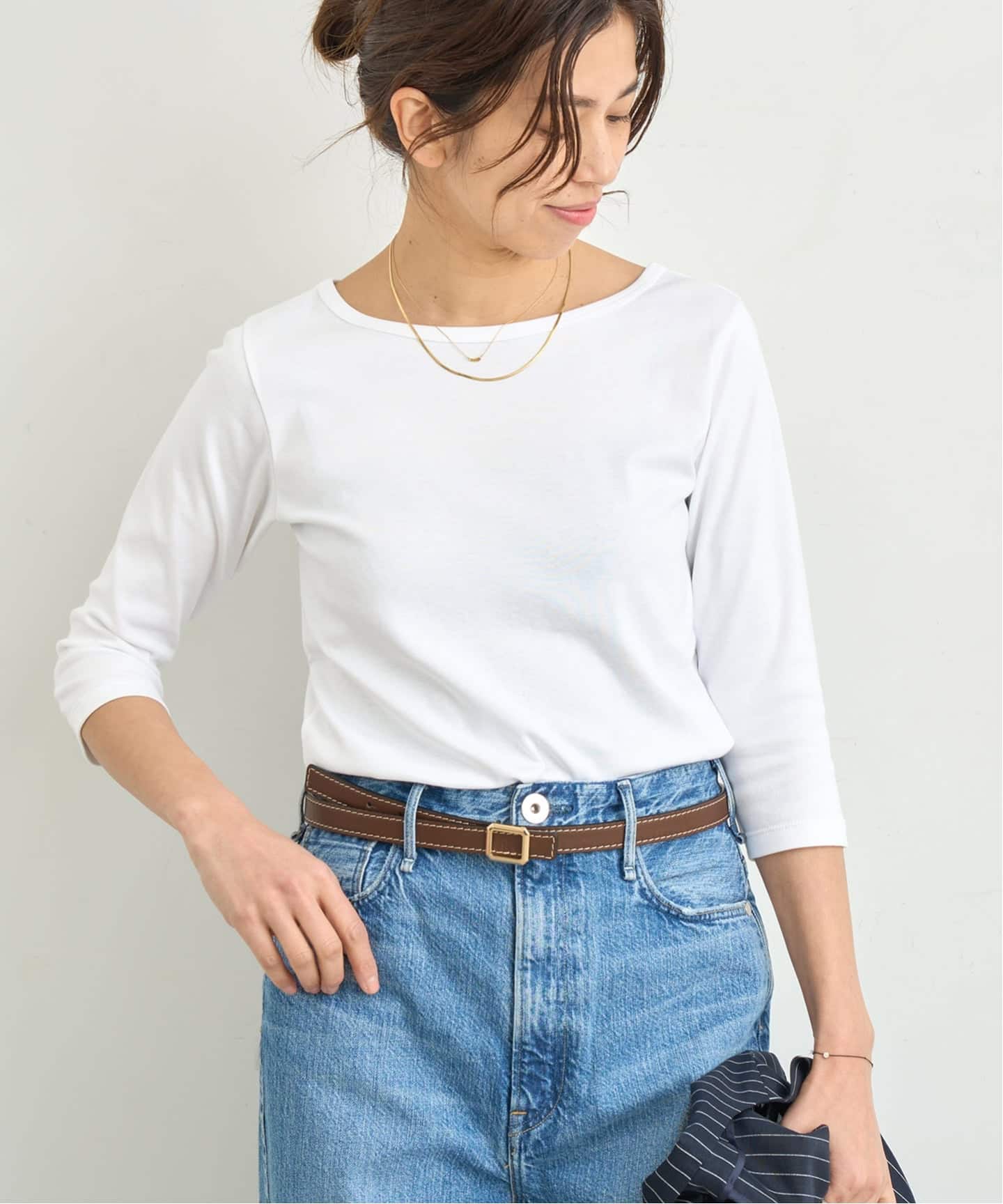 IENA ATON/エイトン 別注 SUVIN FRAISE SS Tシャツ 追加》ATON/エイトン 別注 SUVIN FRAISE ボートネック Tシャツ