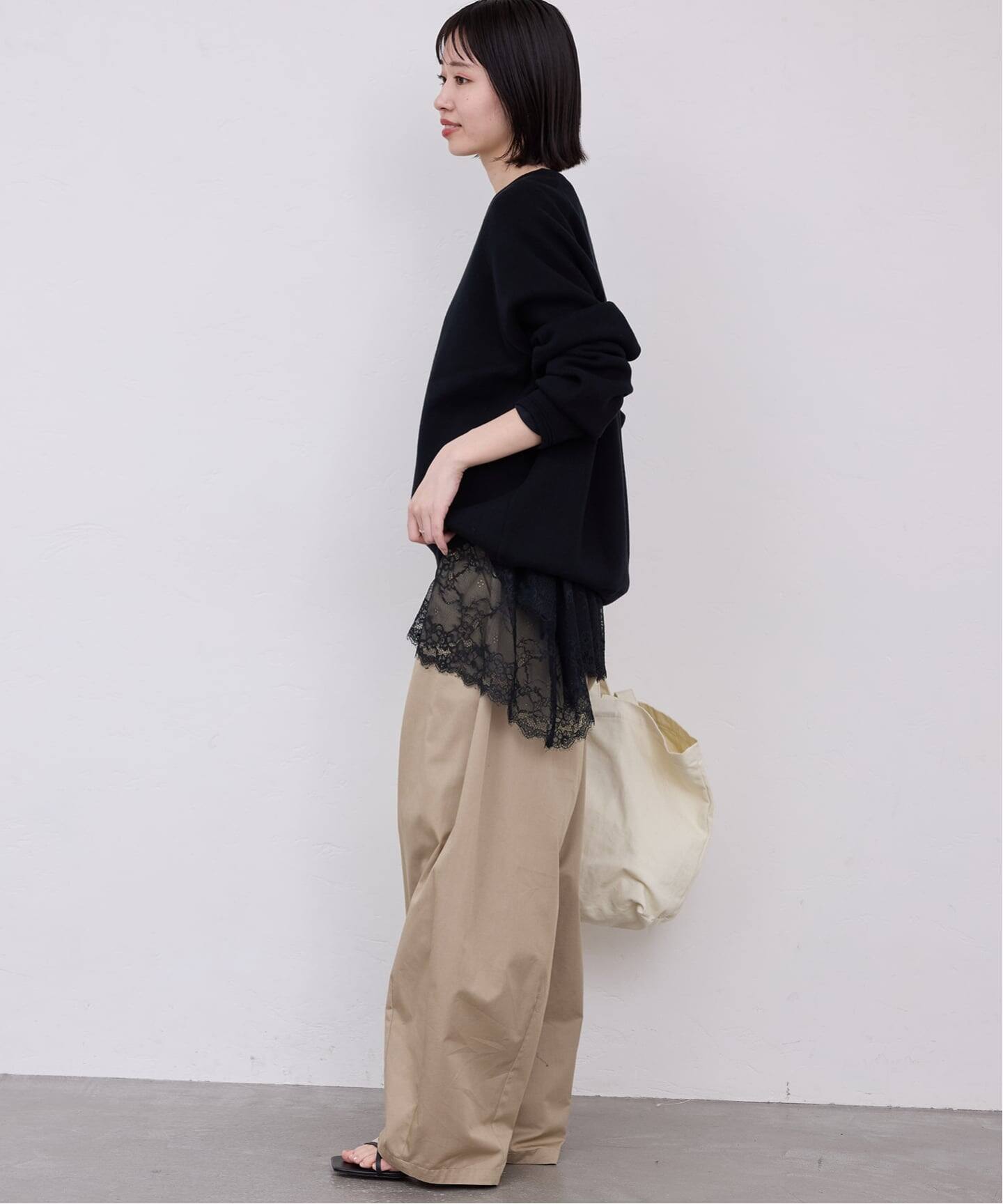 ぴこ 完売 レースコンビカットソー スローブイエナ レースコンビカットソー（Tシャツ／カットソー）｜SLOBE IENA