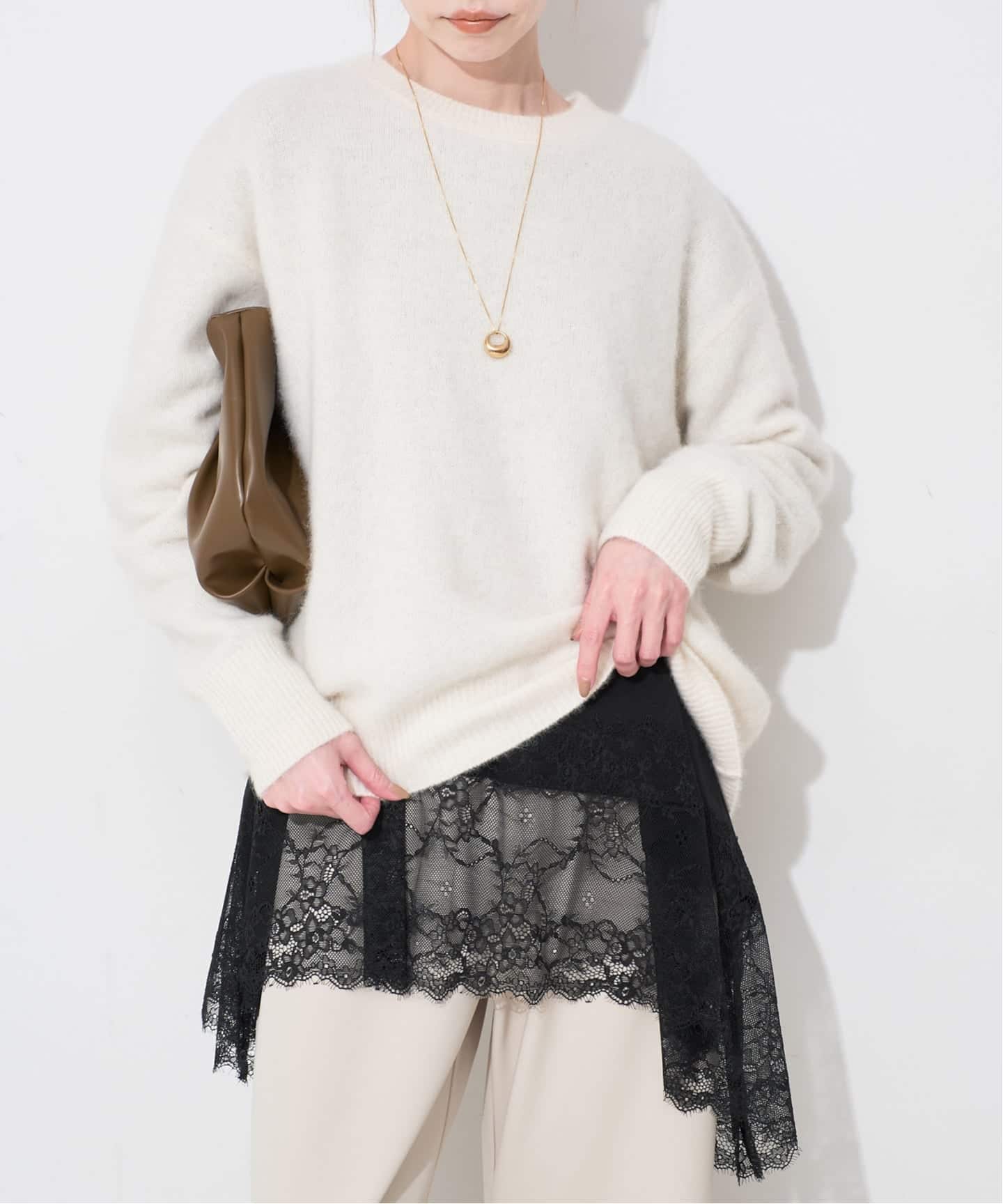 レースコンビカットソー（Tシャツ／カットソー）｜SLOBE IENA