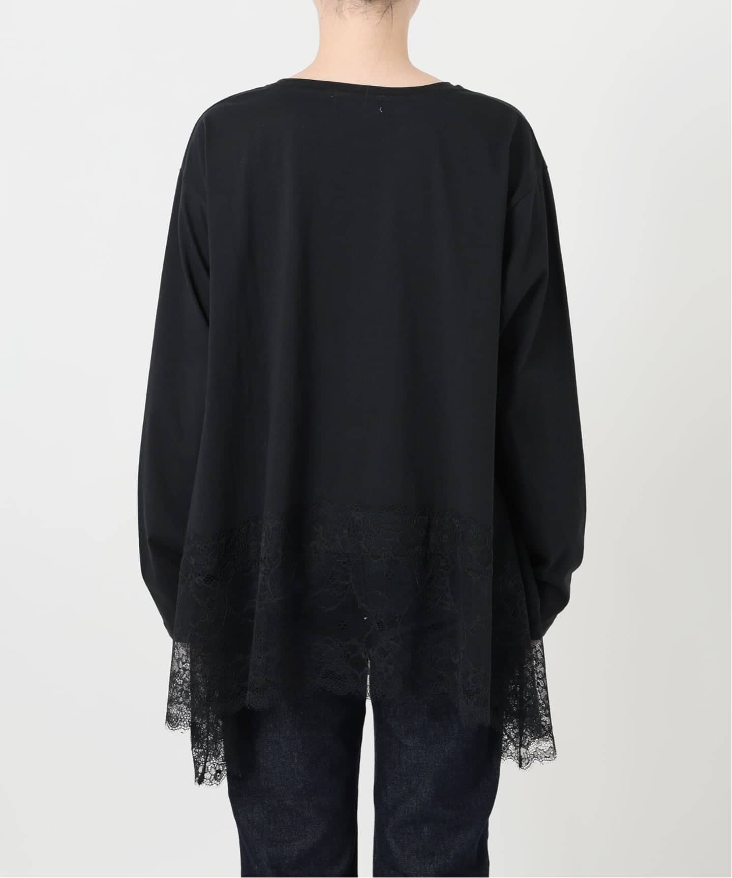 SLOBE IENA レースコンビカットソー　ブラック 追加2》レースコンビカットソー（Tシャツ／カットソー）｜SLOBE IENA