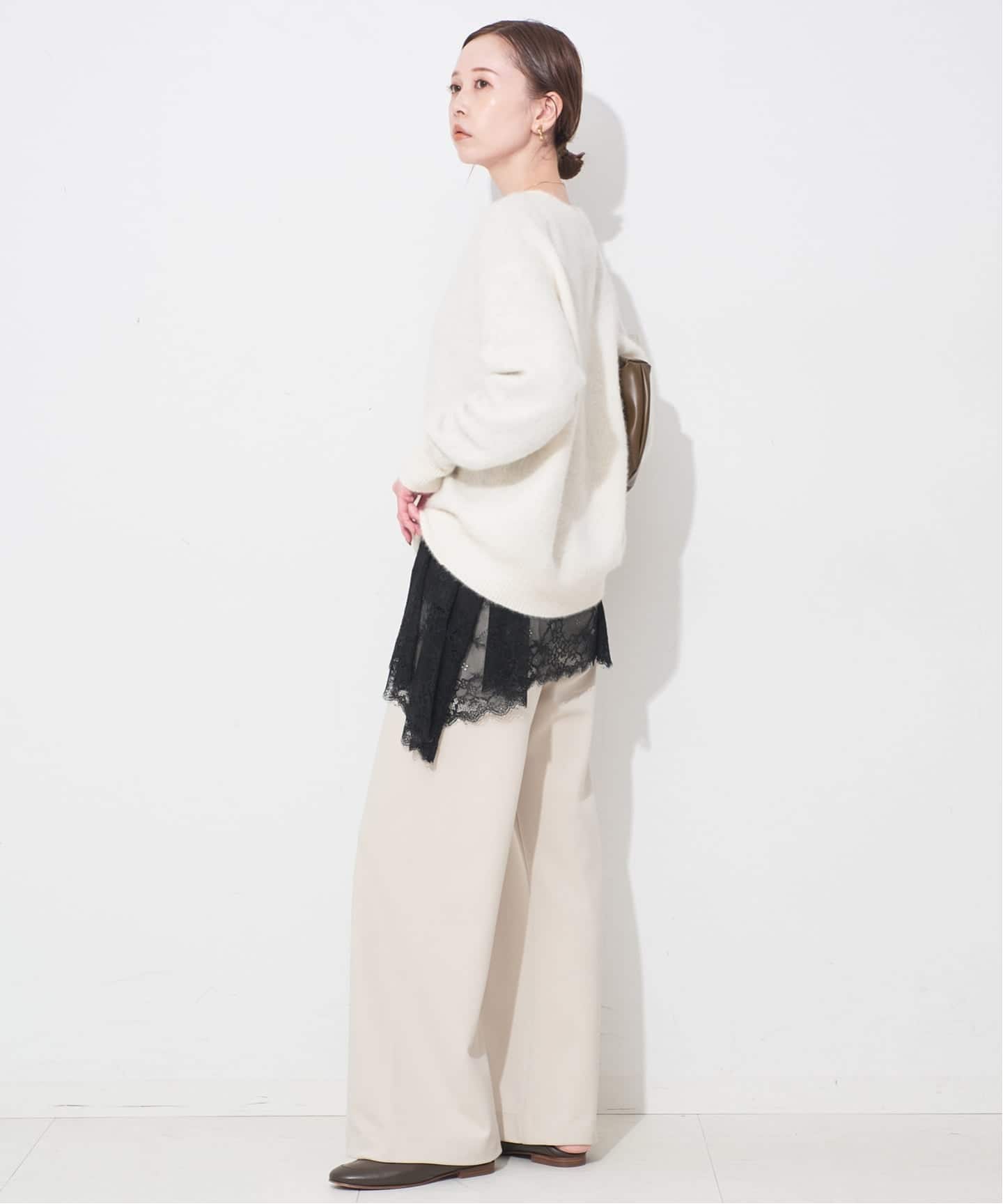 ホワイト レースコンビカットソー SLOBE IENA 追加3》レースコンビカットソー（Tシャツ／カットソー）｜SLOBE IENA