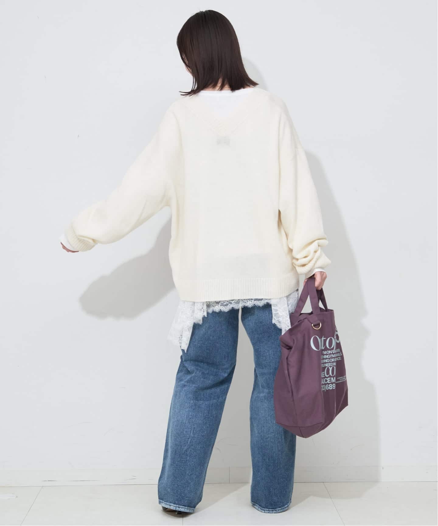 ホワイト レースコンビカットソー SLOBE IENA スローブ イエナ SLOBE IENA 《追加3予約》レースコンビカットソー