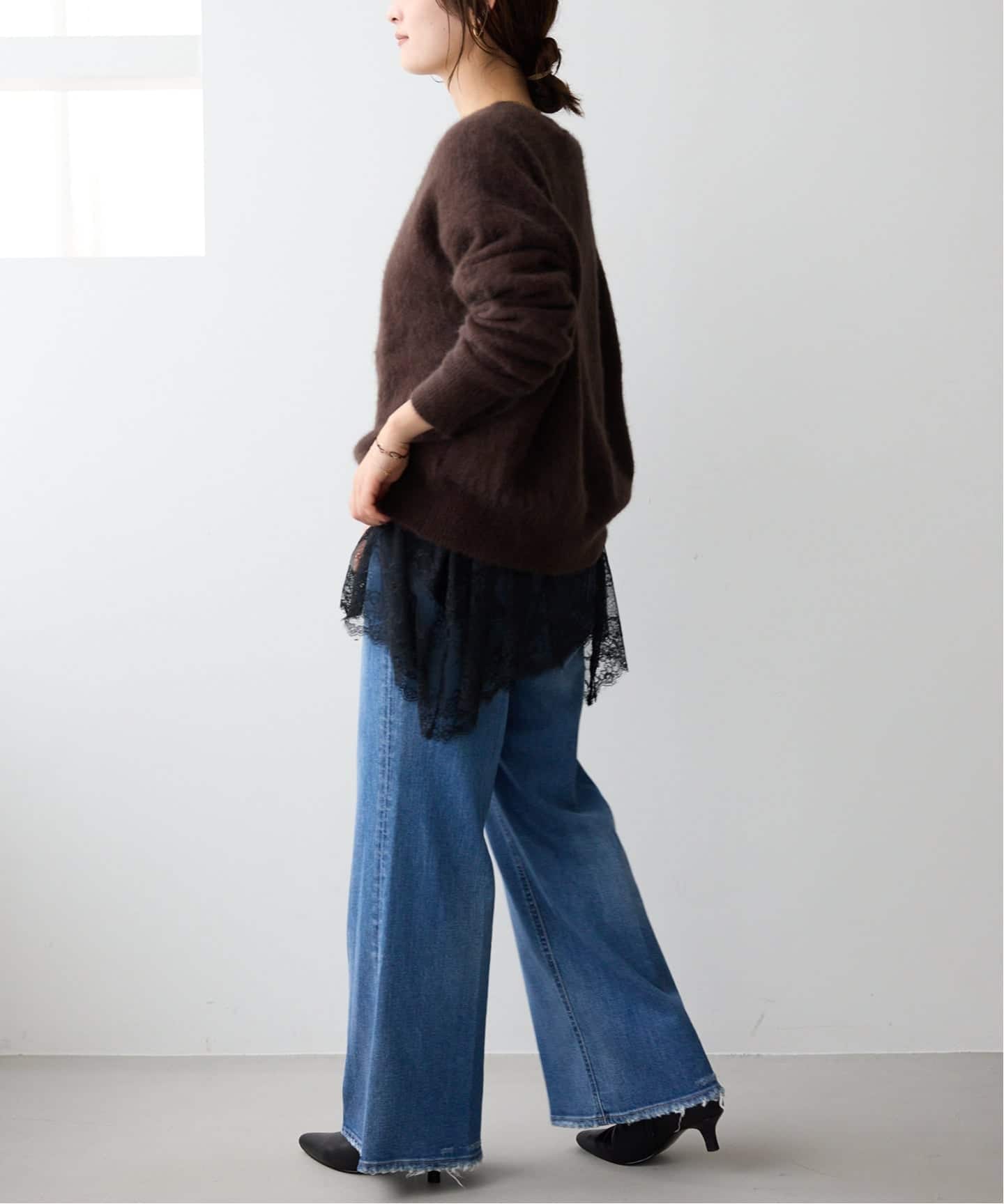 追加4予約》レースコンビカットソー（Tシャツ／カットソー）｜SLOBE