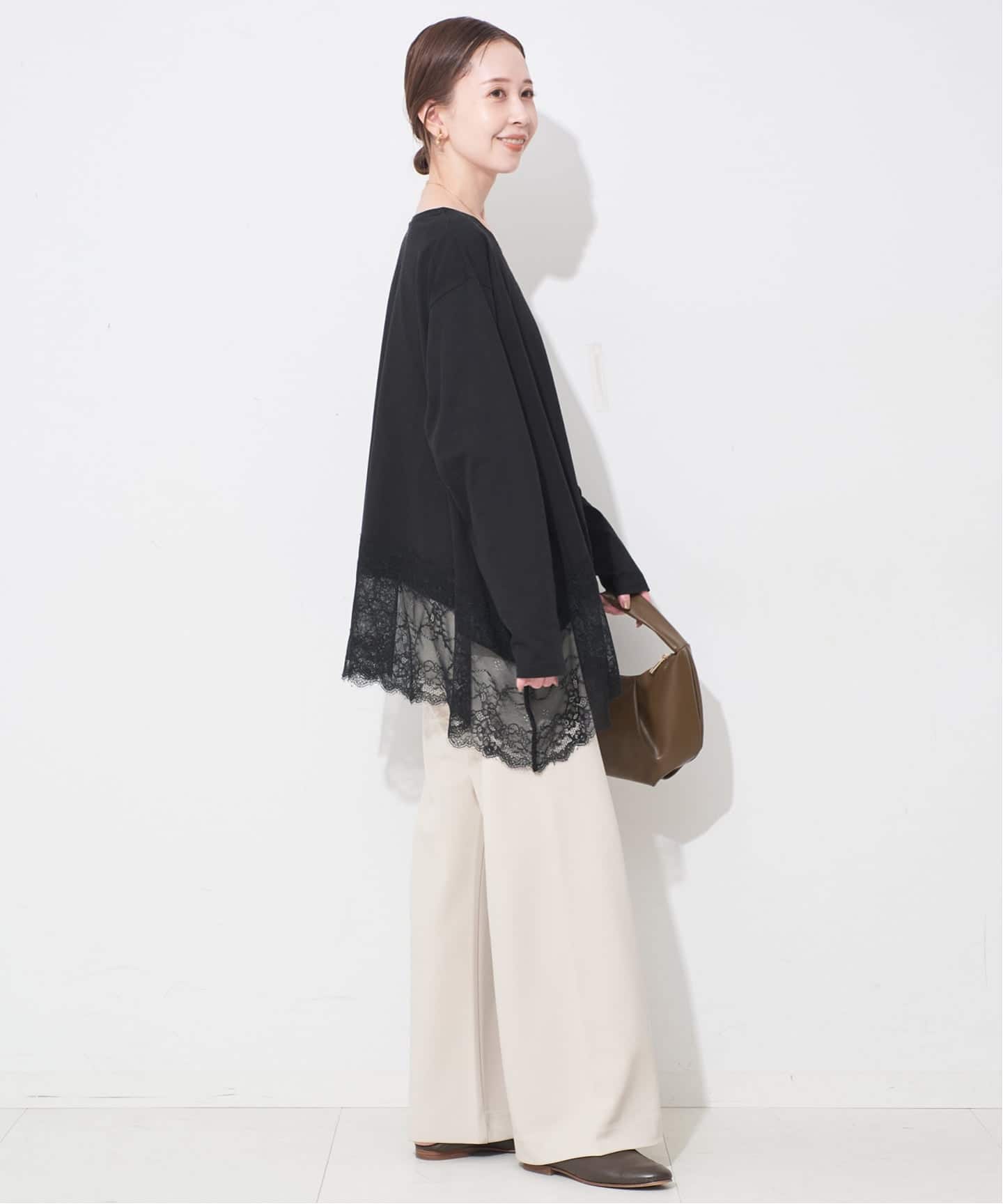 追加4予約》レースコンビカットソー（Tシャツ／カットソー）｜SLOBE