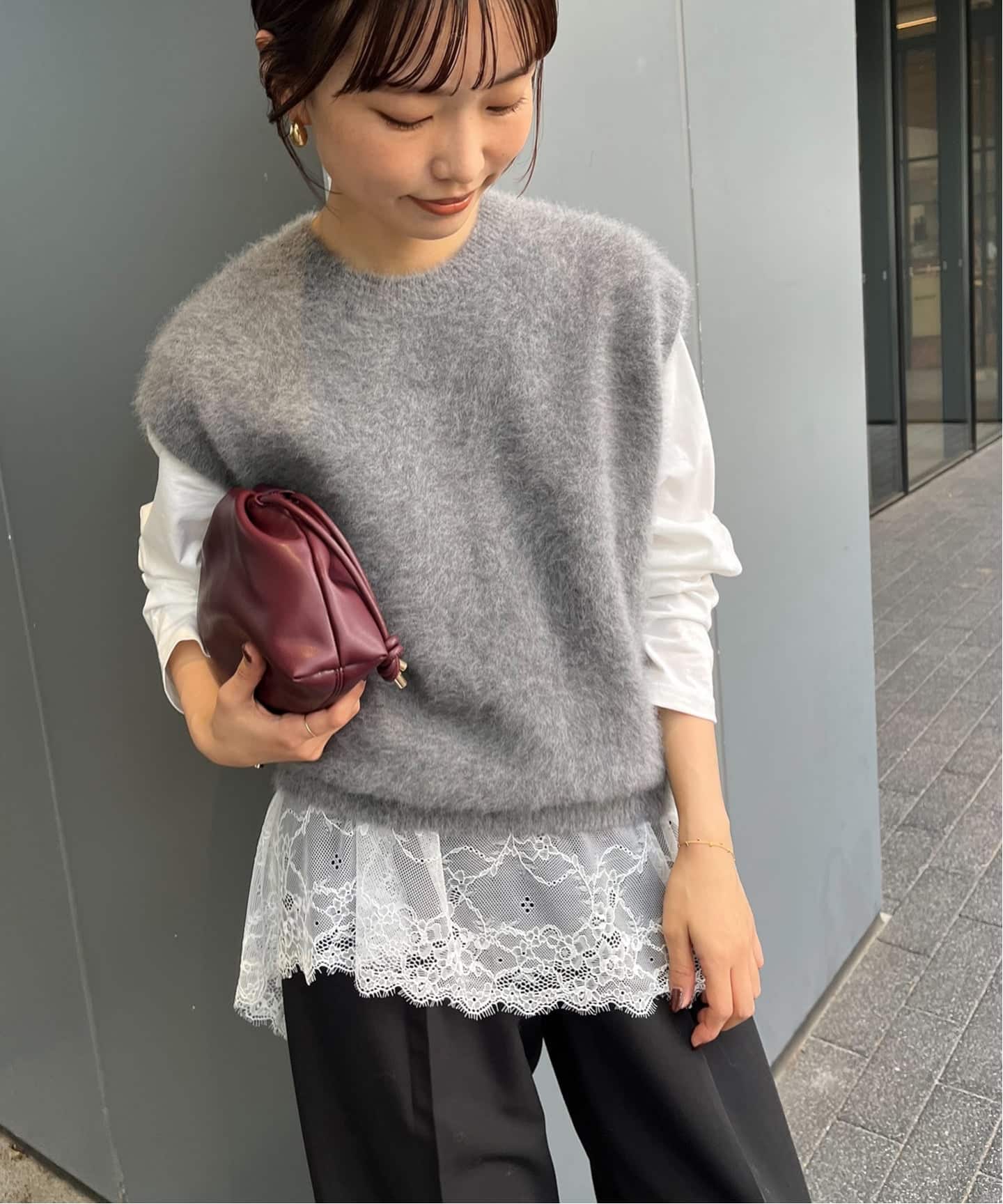 追加4予約》レースコンビカットソー（Tシャツ／カットソー）｜SLOBE