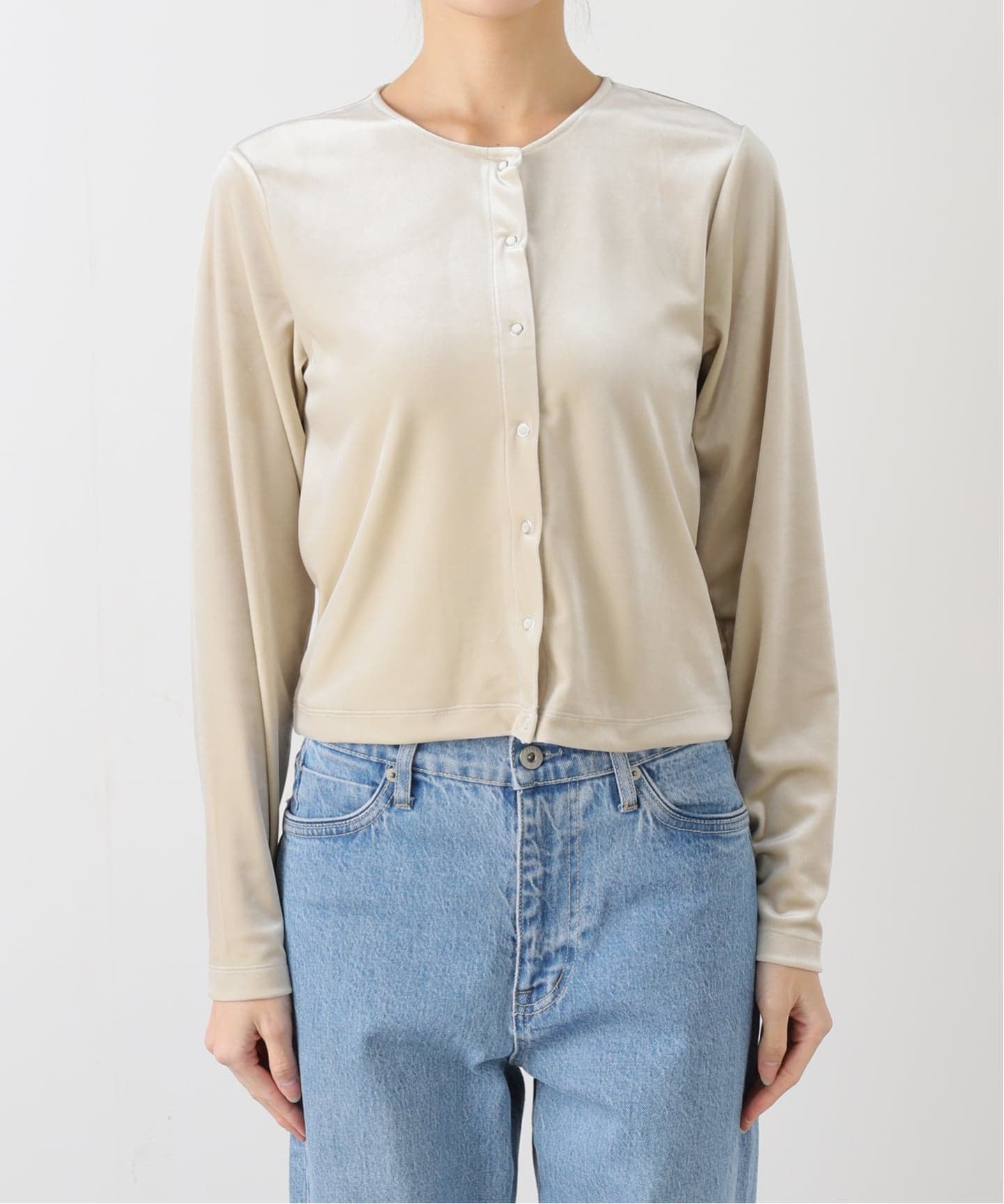 【NEW】スローブ イエナ（SLOBE IENA）/ベロアスナップカーディガン ベロアスナップカーディガン（カーディガン）｜SLOBE IENA（スローブ