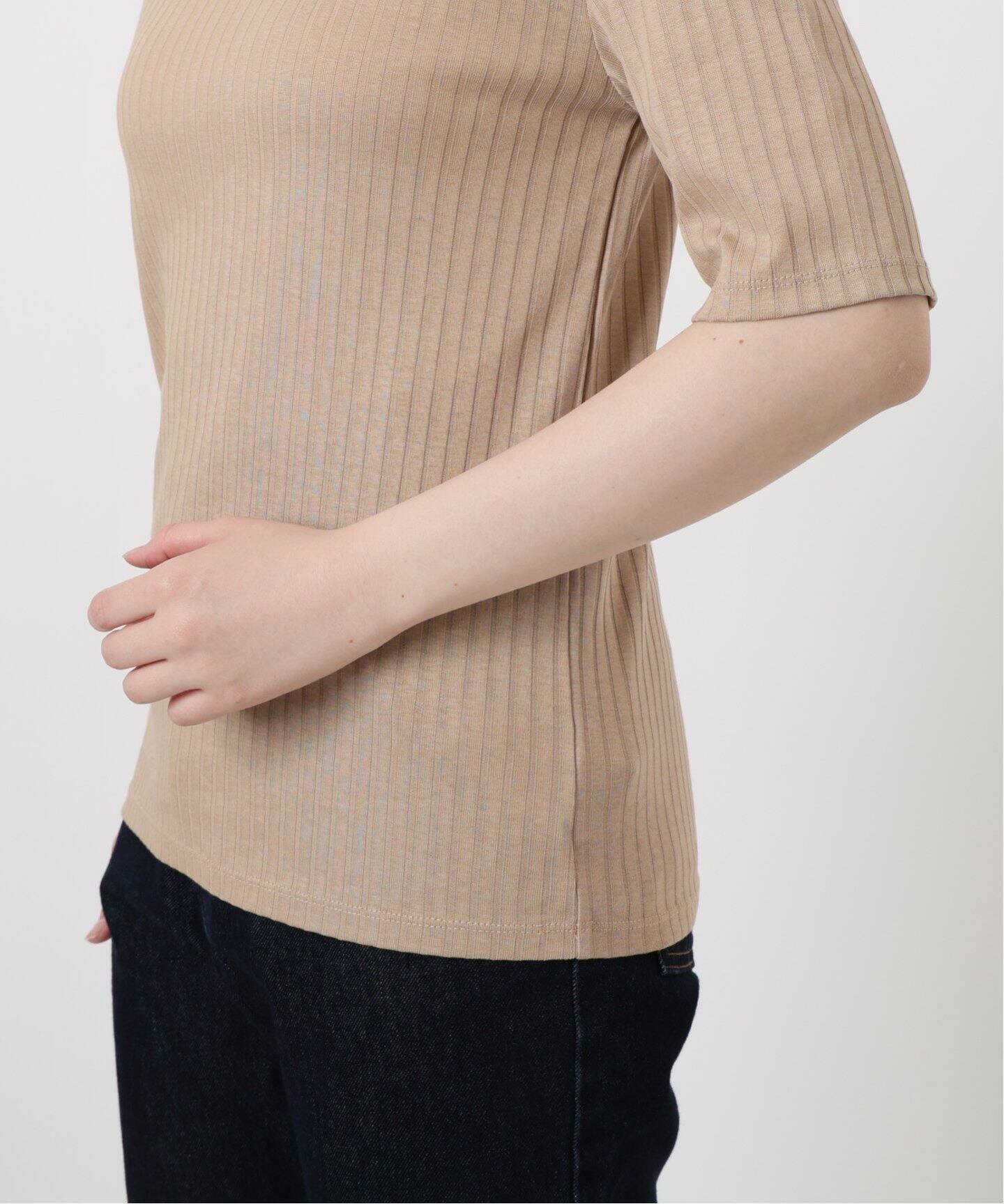 汗染み防止/抗菌防臭》リブVネックプルオーバー（Tシャツ／カットソー
