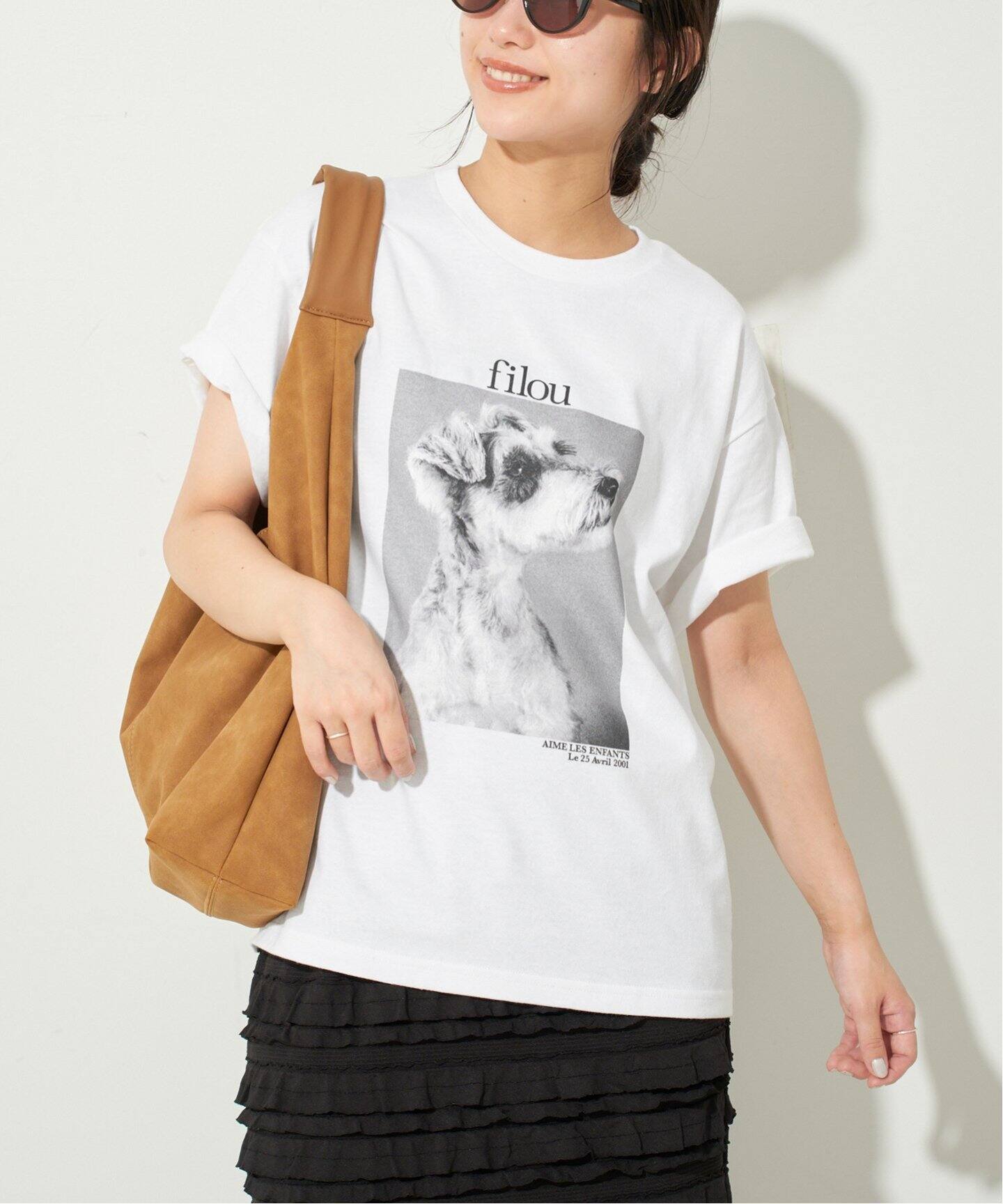 SLOBE IENAスローブイエナdog＆cat Photo Tシャツ ブラック DOG PHOTO TEE（Tシャツ／カットソー）｜SLOBE IENA（スローブ