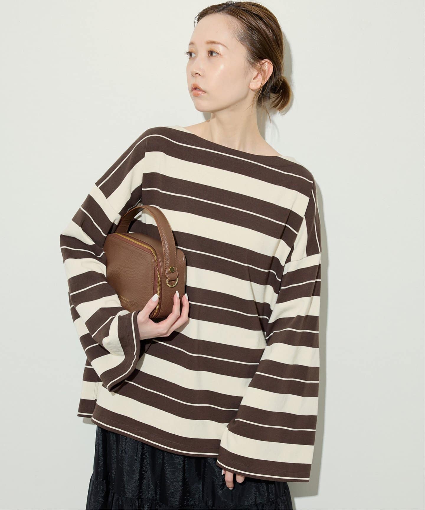 新品タグ付き未使用★ SLOBE IENA ビッグボーダープルオーバー ボルドー セール】ビックボーダープルオーバー（Tシャツ/カットソー