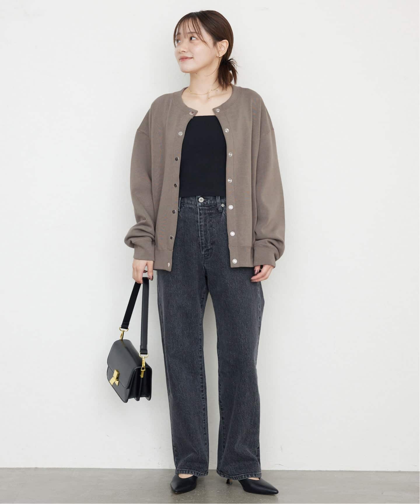 追加》ダブルフェイスジャージースナップカーディガン（カーディガン