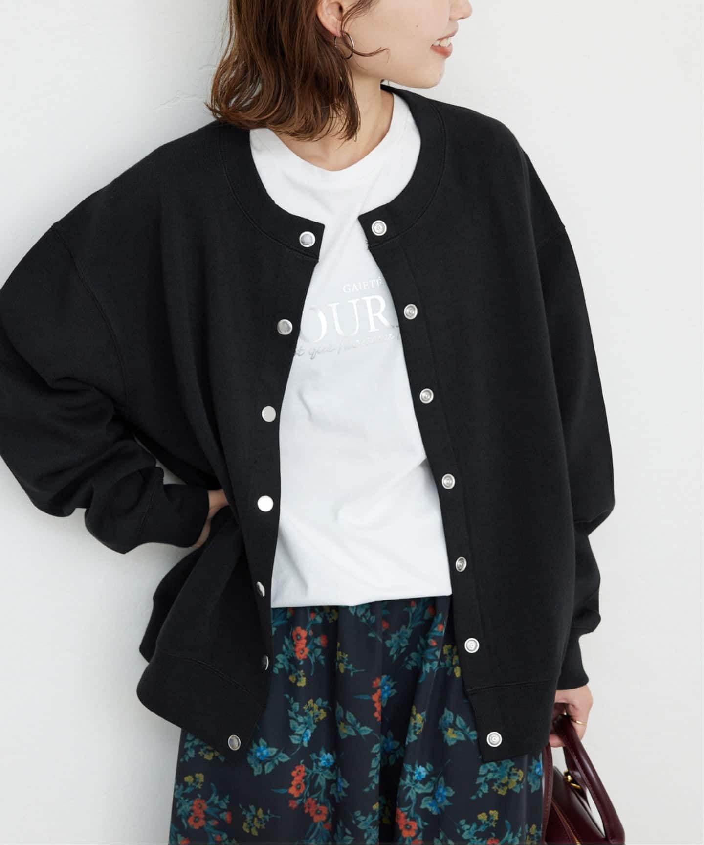 新品 SLOBE IENA　ダブルフェイスジャージースナップカーディガン WEB限定/追加2》ダブルフェイスジャージースナップカーディガン